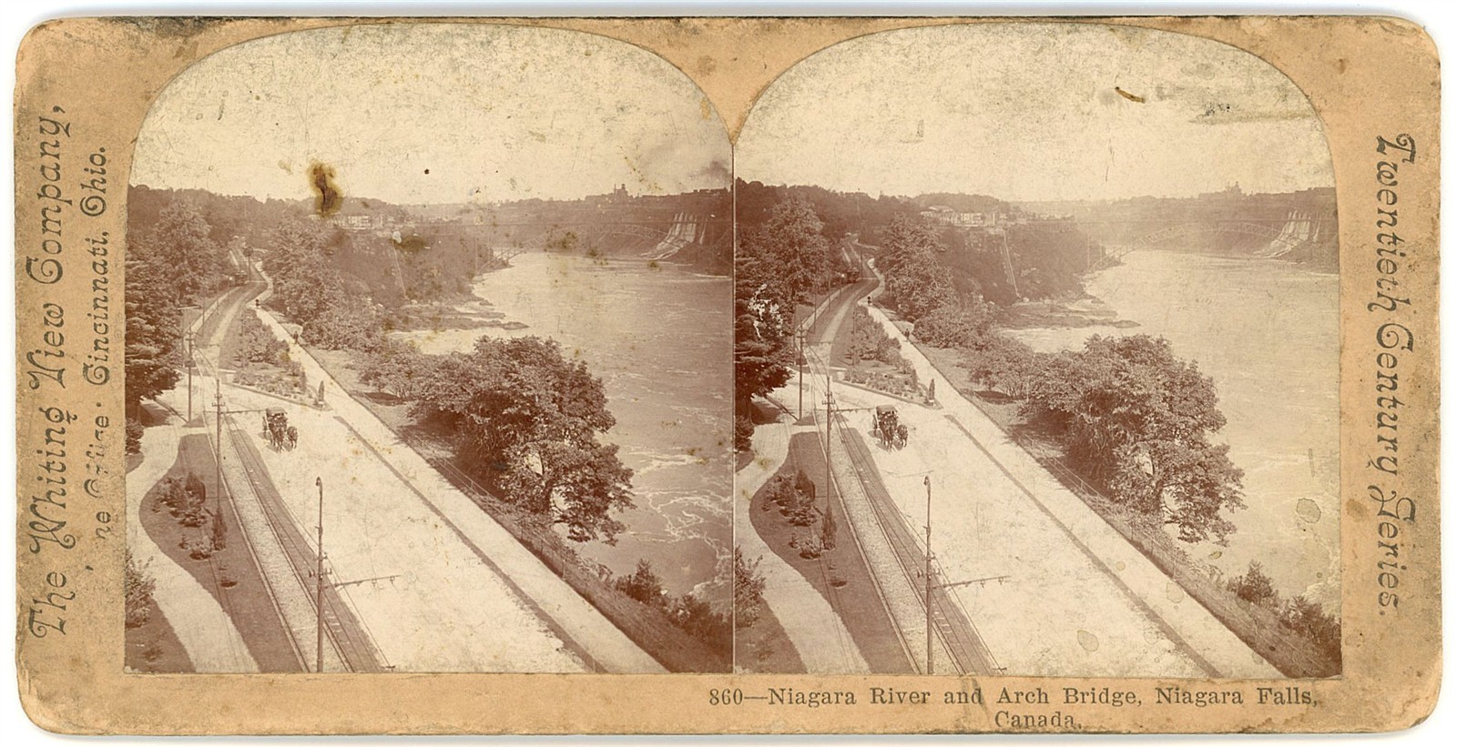 NEW YORK STEREOVIEW - Niagara Falls - Niagara River & Arch Bridge - Whiting