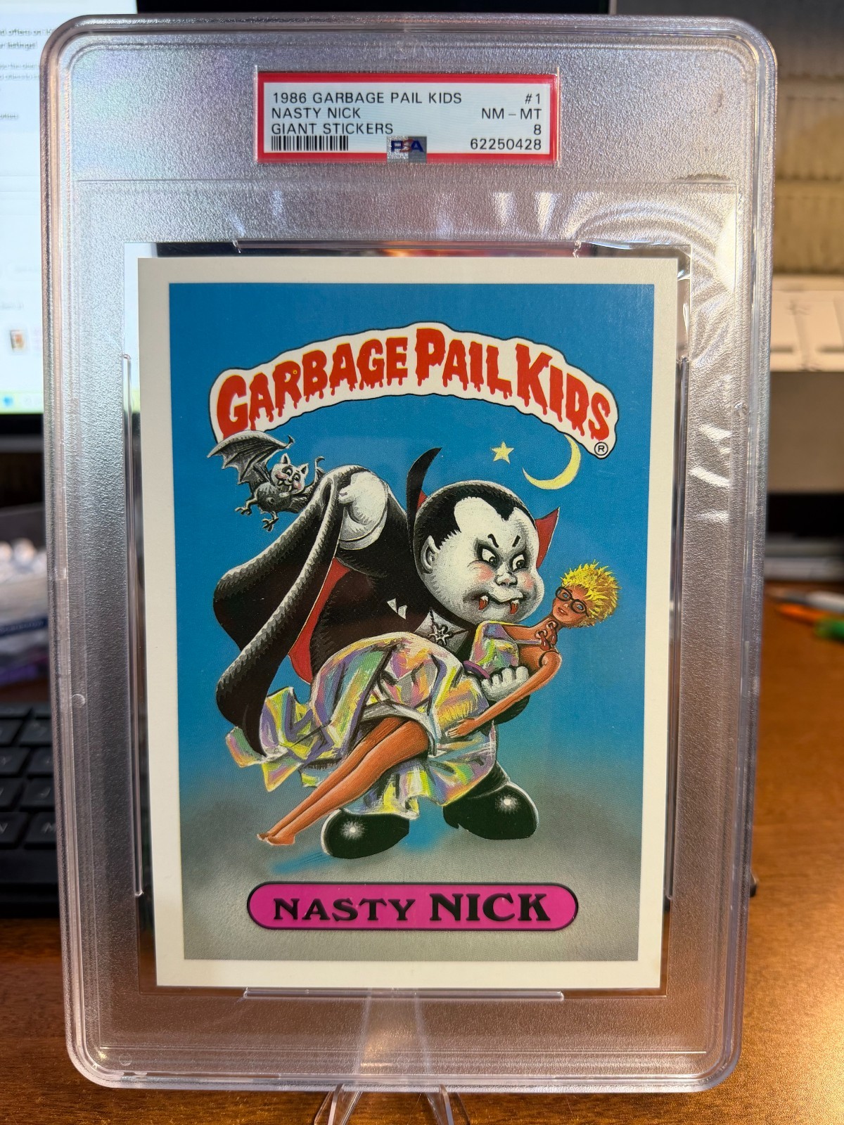Nasty Nick 1986 Topps Garbage Pail Kids Giant 5x7 #1 PSA 8