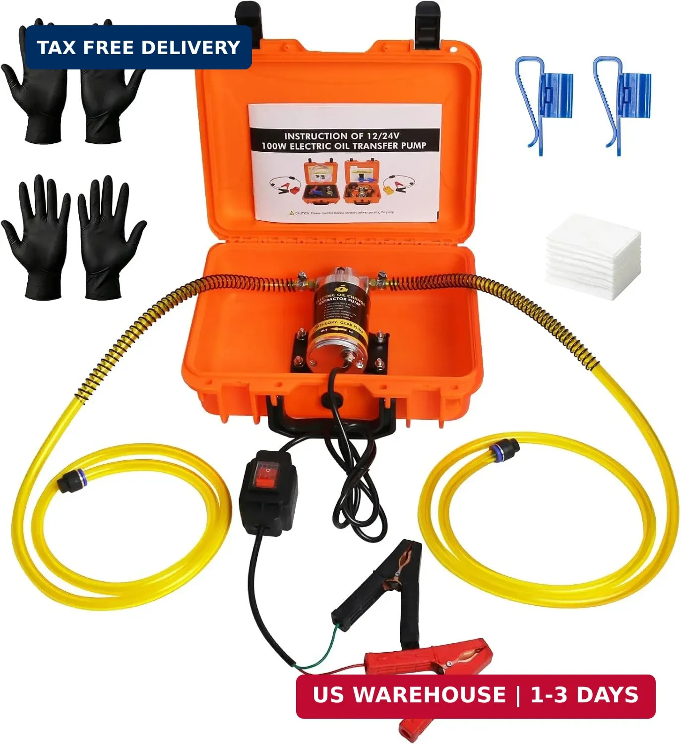 12/24V 100W Electric Oil Change Extractor Pump, 1-4L/min Oil Transfer Pump for E