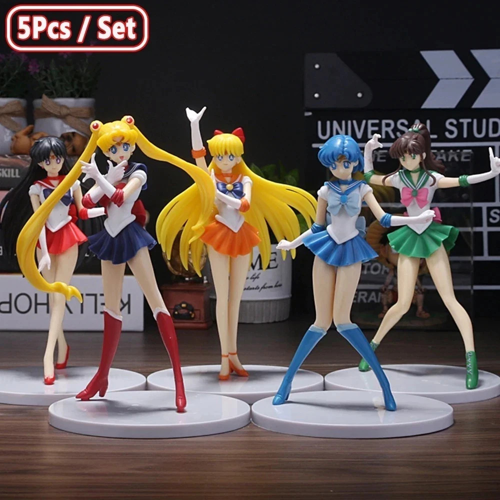 5pcs-Set Sailor Moon Anime Figure Mizuno Ami Tsukino Usagi Hino Rei Aino Minako 