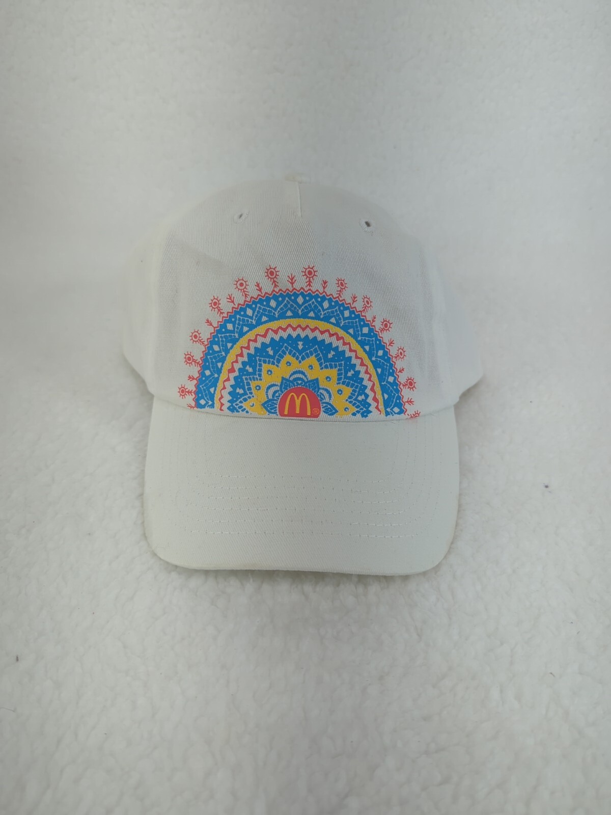 Vintage  McDONALD\'S White Hat Painters Flower Print Adjustable