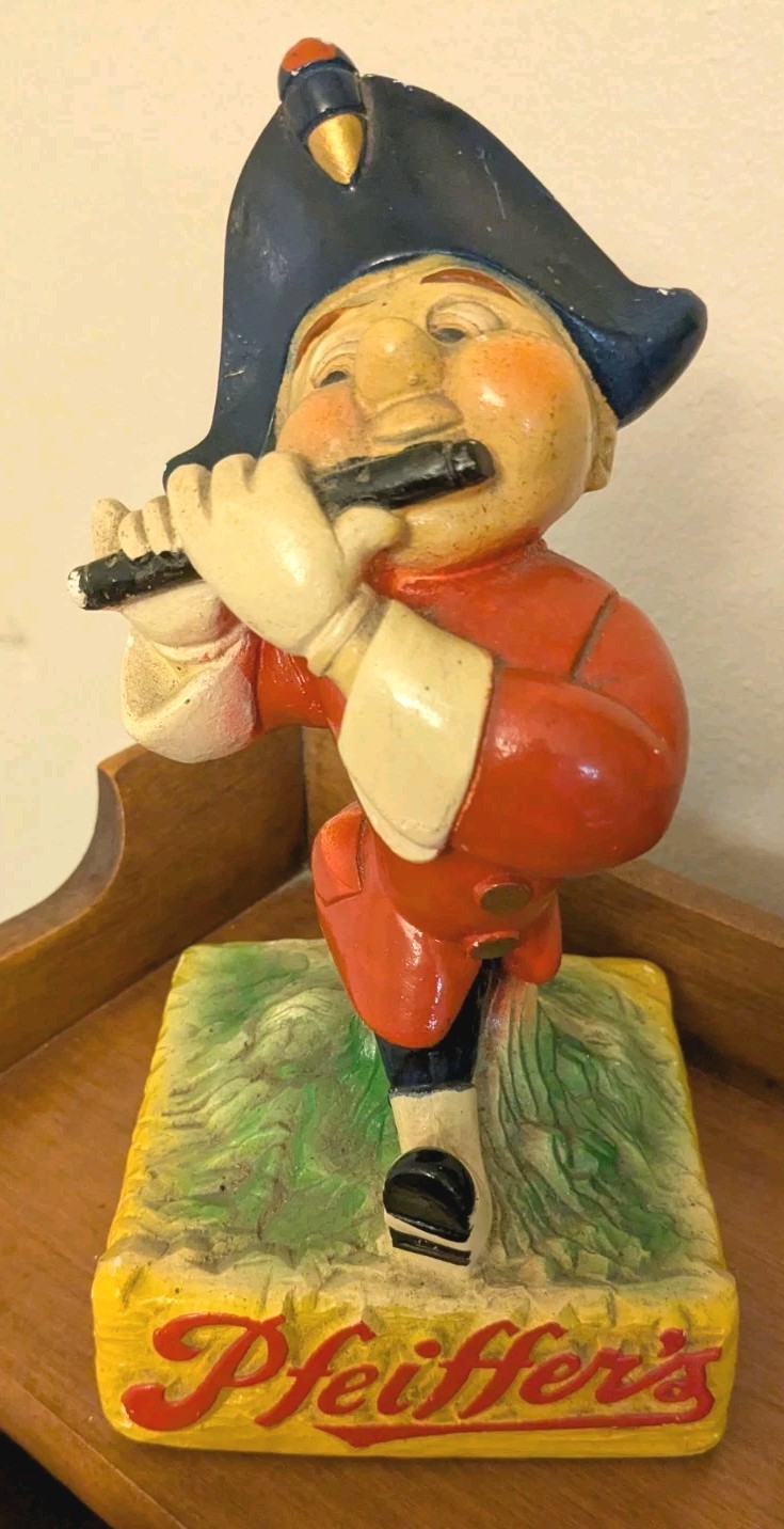 VTG 1950\'s Pfeiffer\'s Beer Chalkware Plaster Back Bar Statue Sign Advertising