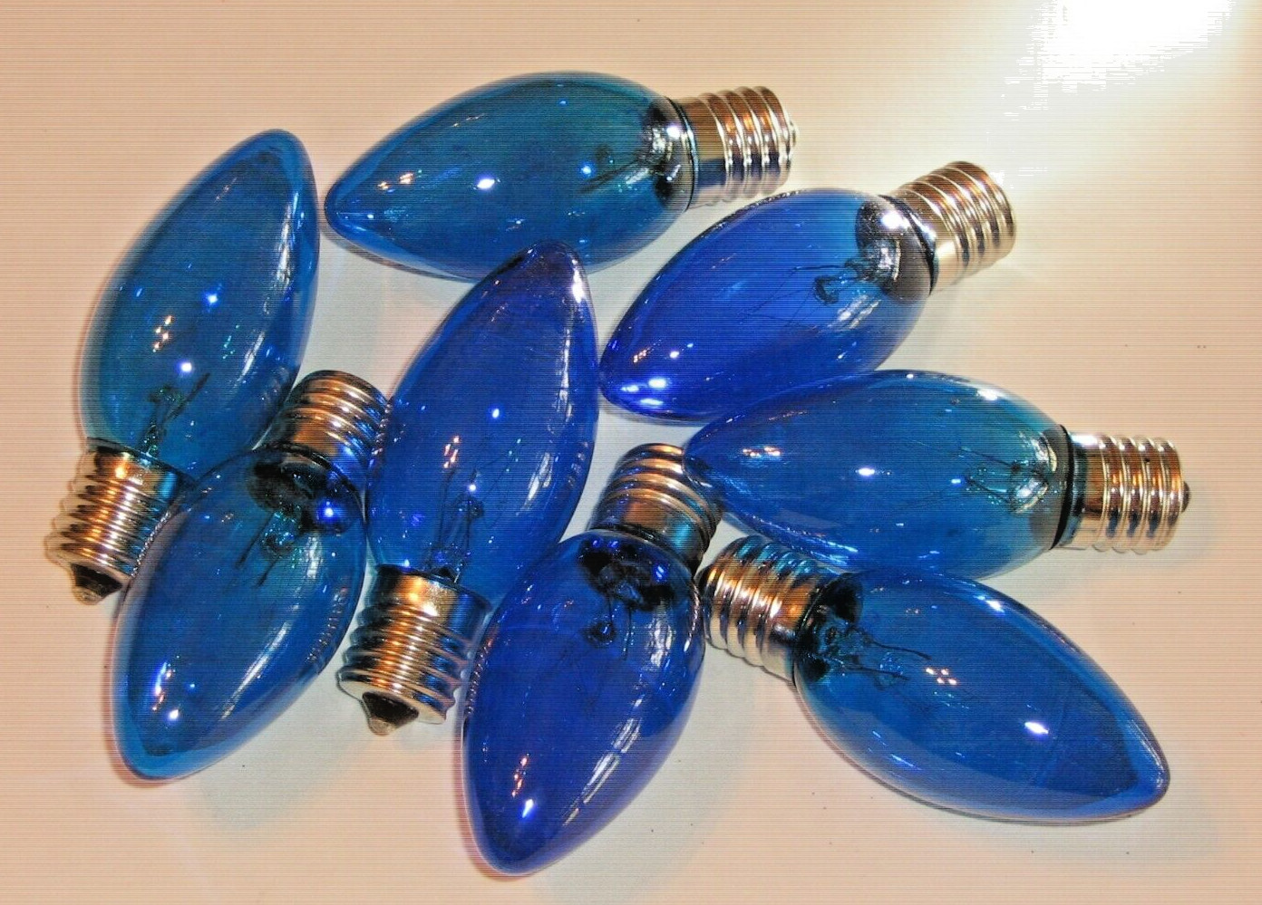 C9 Blue Transparent Christmas Incandescent Bulbs Lights 7W 130V Nickel Base 8pcs