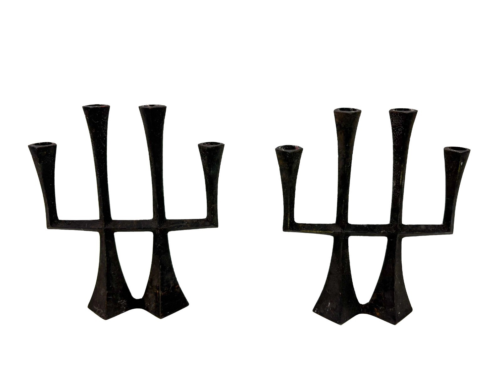 Vintage Pair 1950s/60s Cast Iron Dansk Candelabras attr Jens Quistgaard Denmark