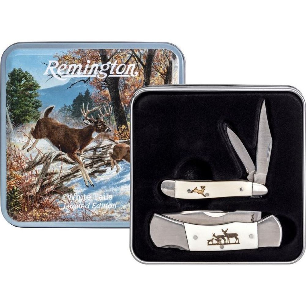 Remington White Tail Deer Pocket Knife Gift Tin Set - NEW - Limited Edition