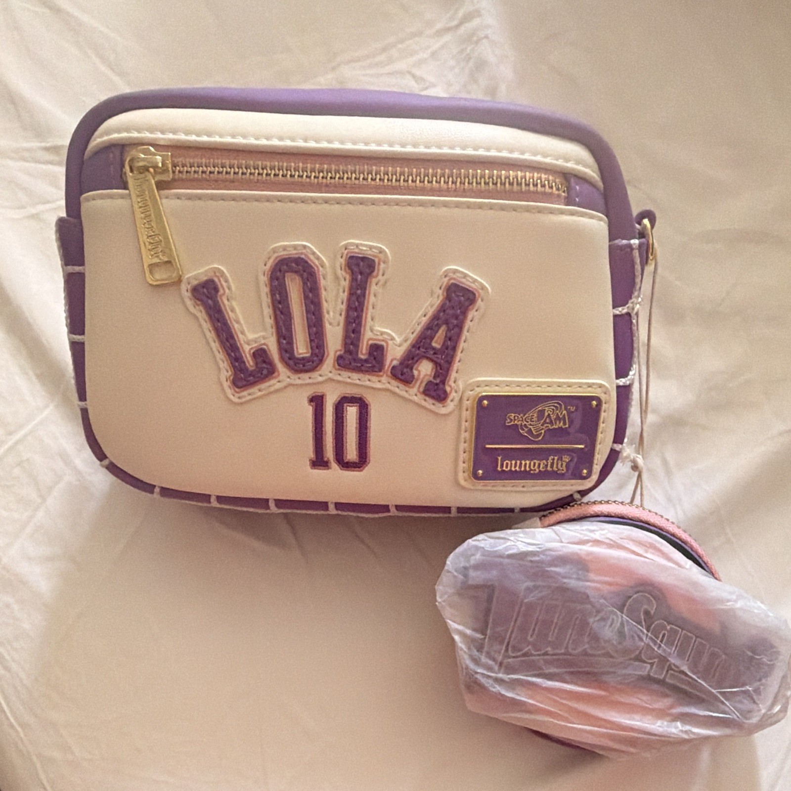 Loungefly Disney Stitch LOLA 10 Small Crossbody Bag White Purple