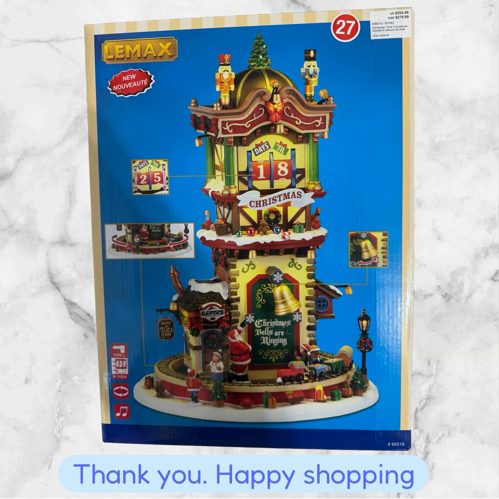 Lemax Christmas 'Time' Countdown Sights and Sounds Building #65518 NEW SHIP