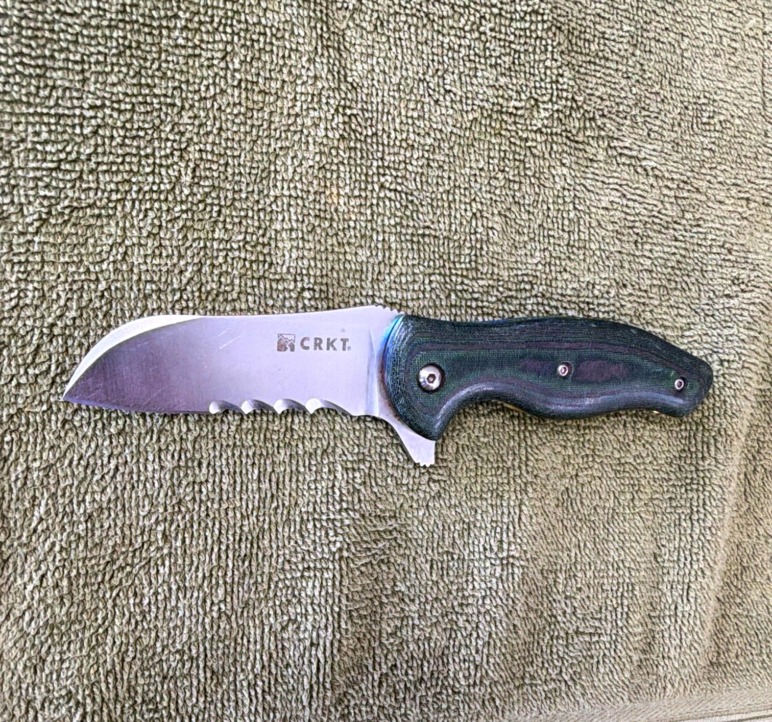 Discontinued CRKT McGinnis Tuition Pocket Knife Combo Drop Liner Lock Micarta