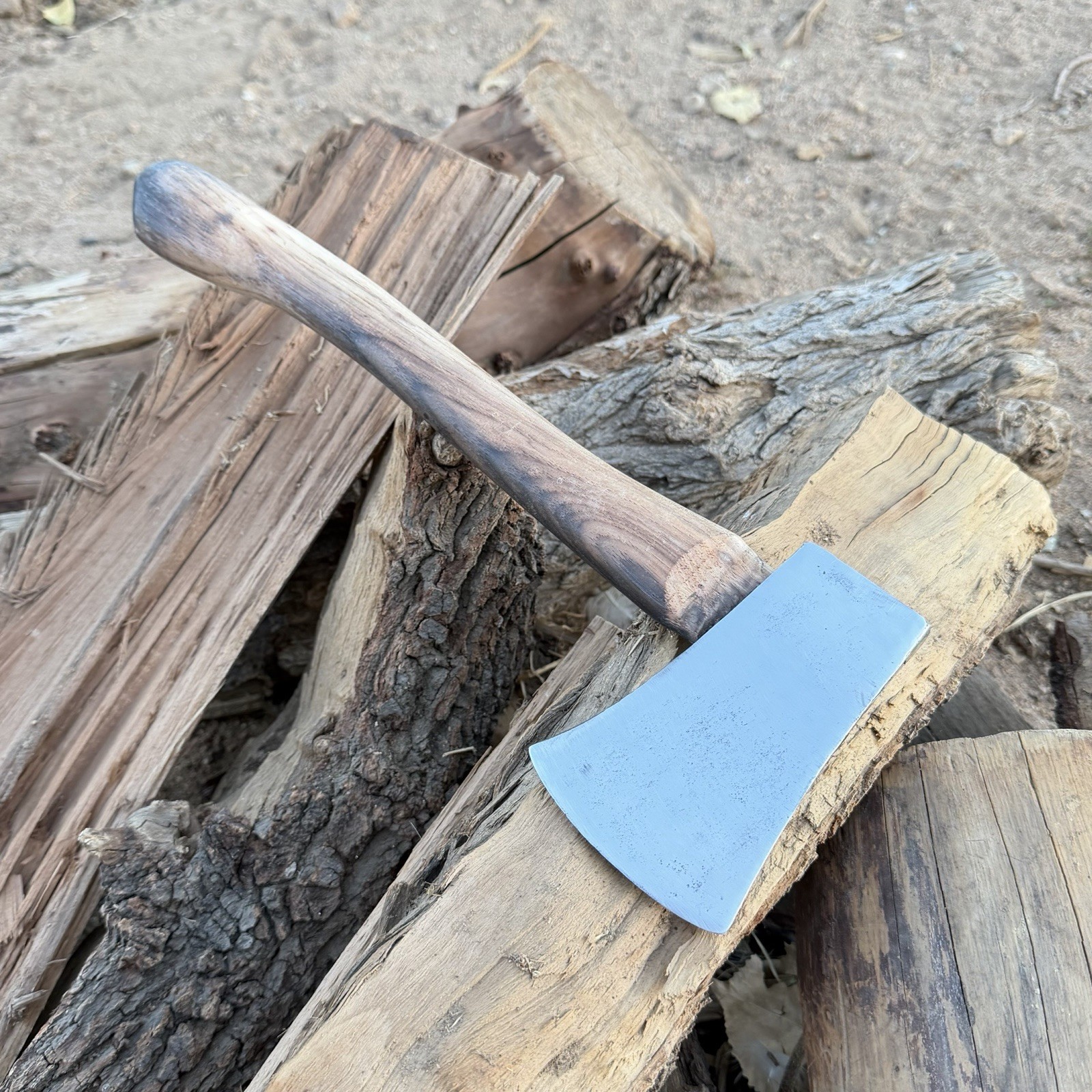 Vintage Collins Camp Axe,Belt Hatchet  1 1/4 lb With Hickory Curved Handle