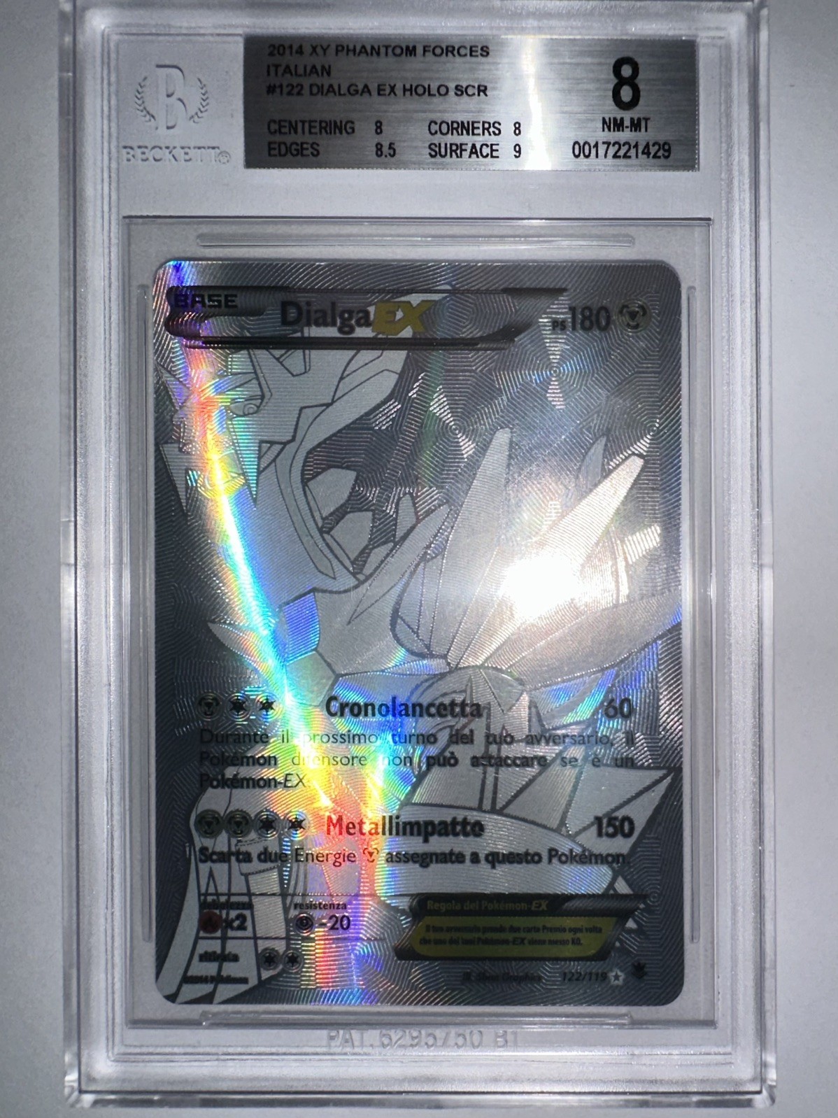 2014 Pokemon XY Phantom Forces #122 FA Dialga EX BGS 8 ITA