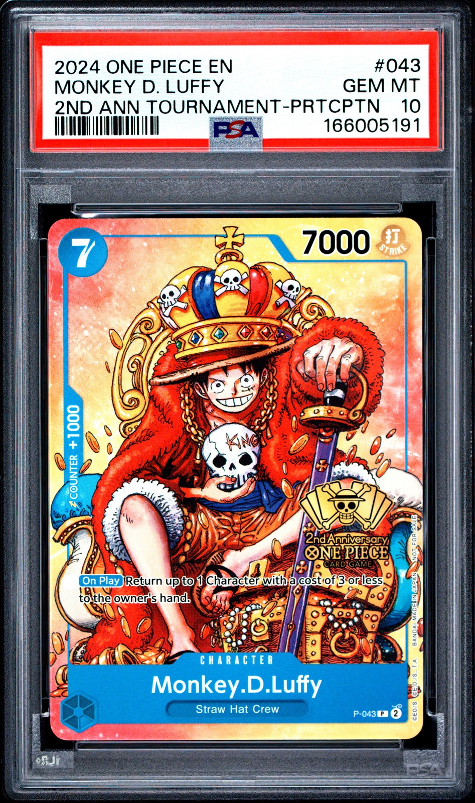 2024 ONE PIECE PROMOS #043 MONKEY D. LUFFY PSA 10