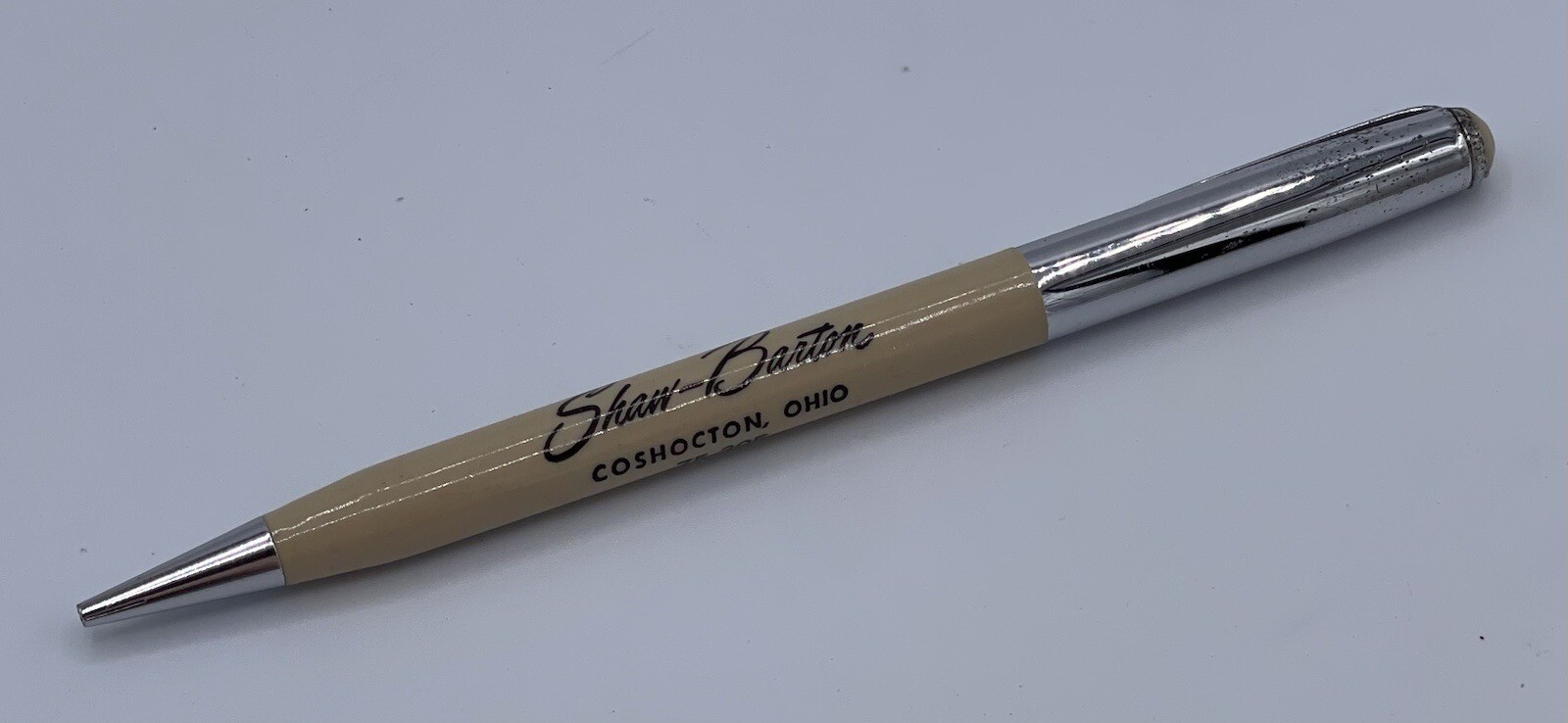 Vintage Shaw-Barton Mechanical Pencil Coshocton, Ohio Beige