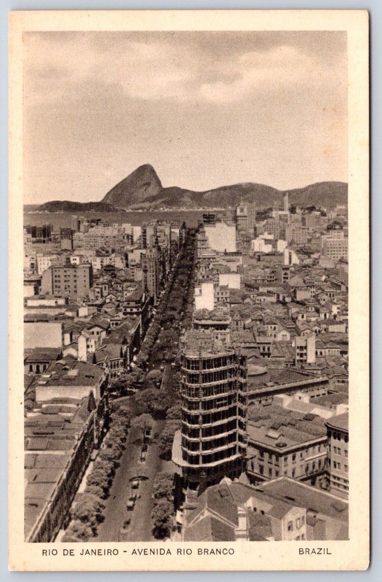 Antique Brazil Postcard RIO DE JANEIRO Avenida Rio Branco 1939