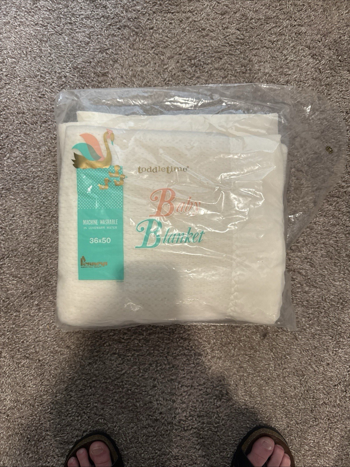 Baby Morgan BABY BLANKET Acrylic WAFFLE WEAVE Nylon Trim White TODDLETIME  36x50