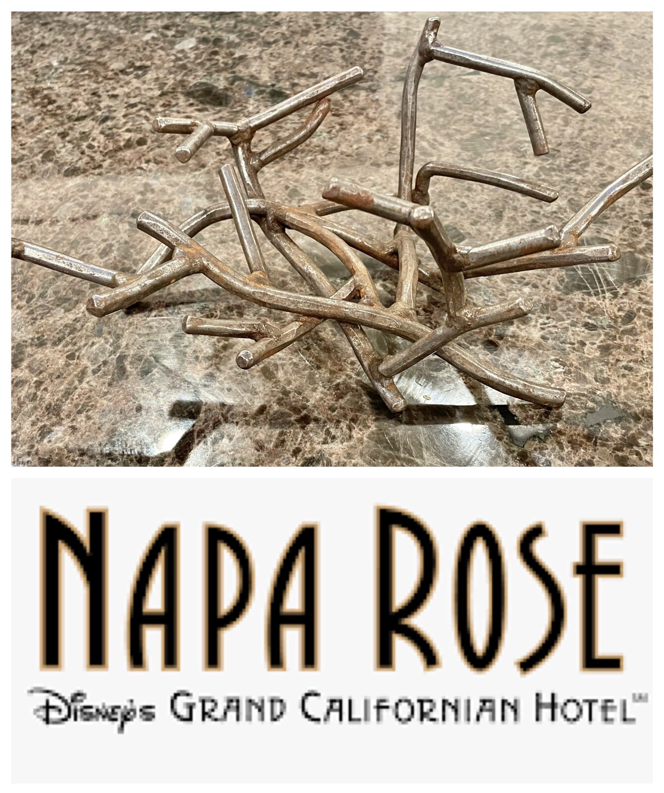 Disneyland Napa Rose Restaurant Used Metal Bread Basket - Grand Californian Rare