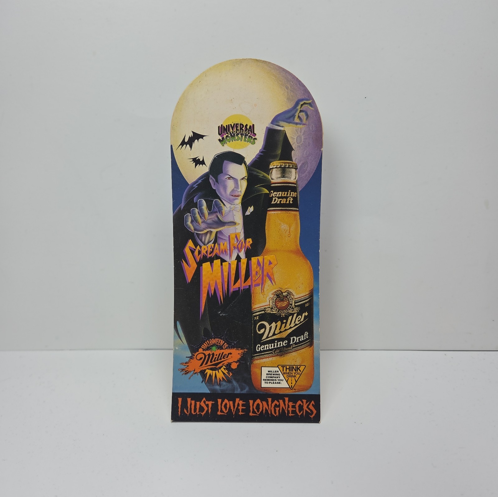 Rare Vintage 90s Miller Genuine Draft Halloween Table Stand Up Display Monsters