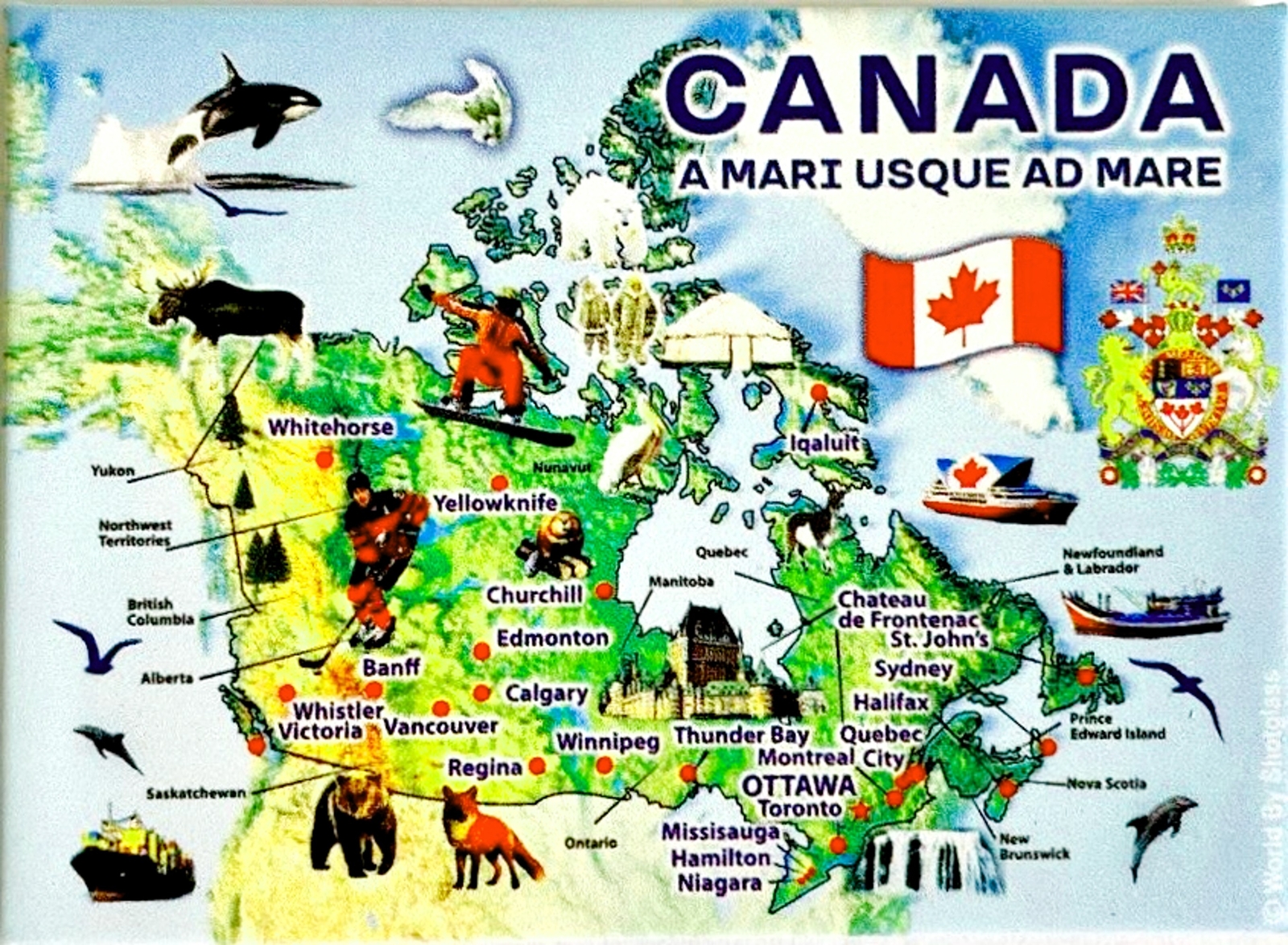 Canada Graphic Map and Attractions Souvenir Fridge Magnet 2.5\