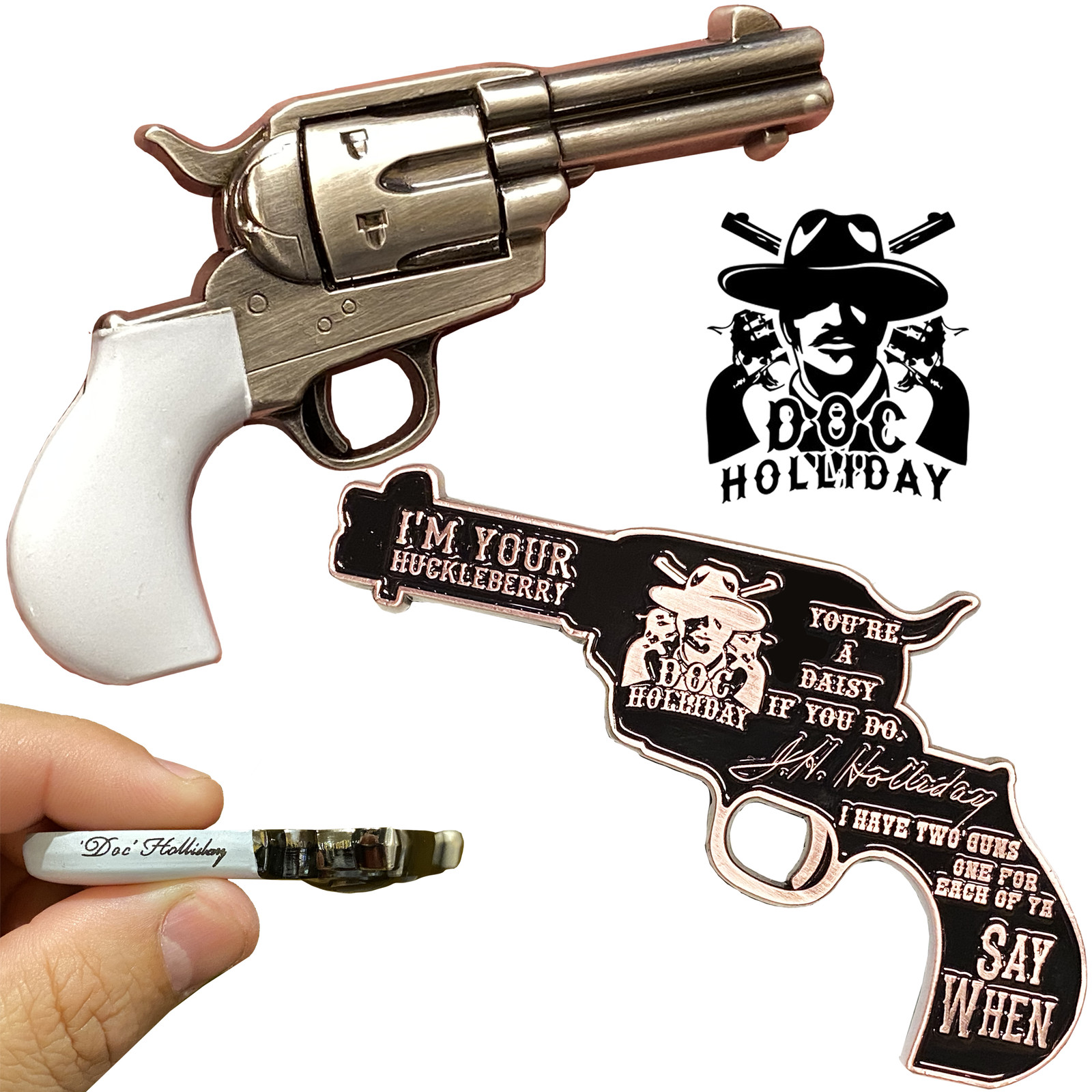 EE-013 Doc Holliday I'm Your Huckleberry ivory style grip nickel plated Model 18