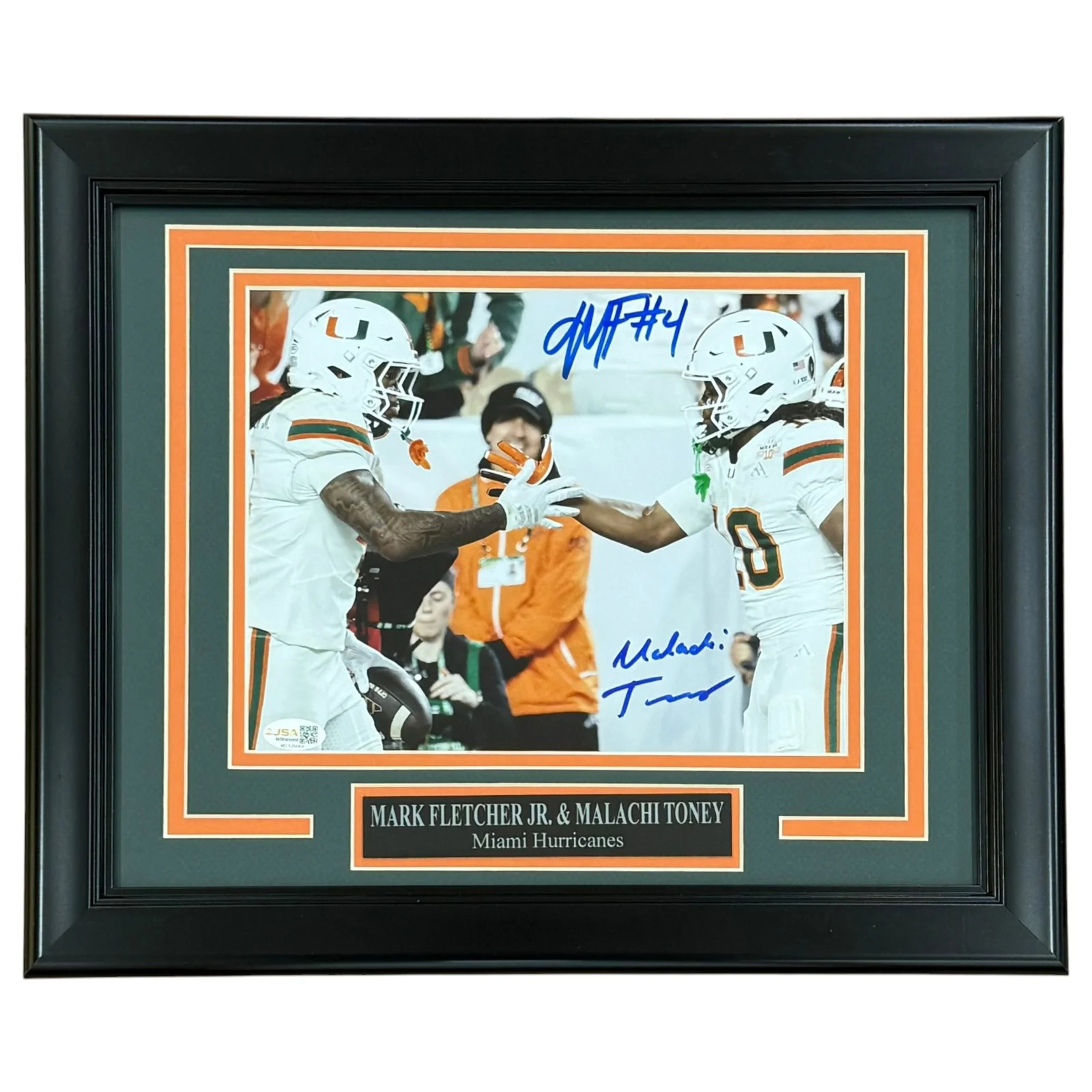 Malachi Toney and Mark Fletcher Jr. Autographed Miami Hurricanes Deluxe Framed 8