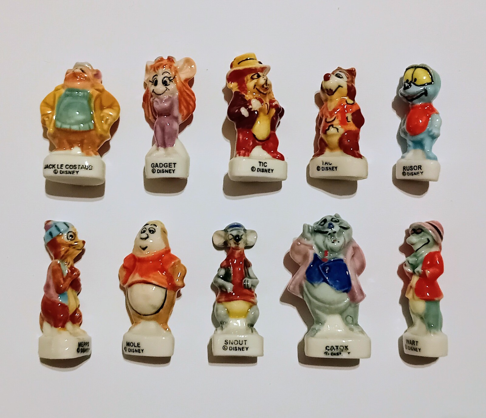 FEVES DISNEY CHIP \'N DALE RESCUE RANGERS FRENCH PORCELAIN VINTAGE FIGURINES SET