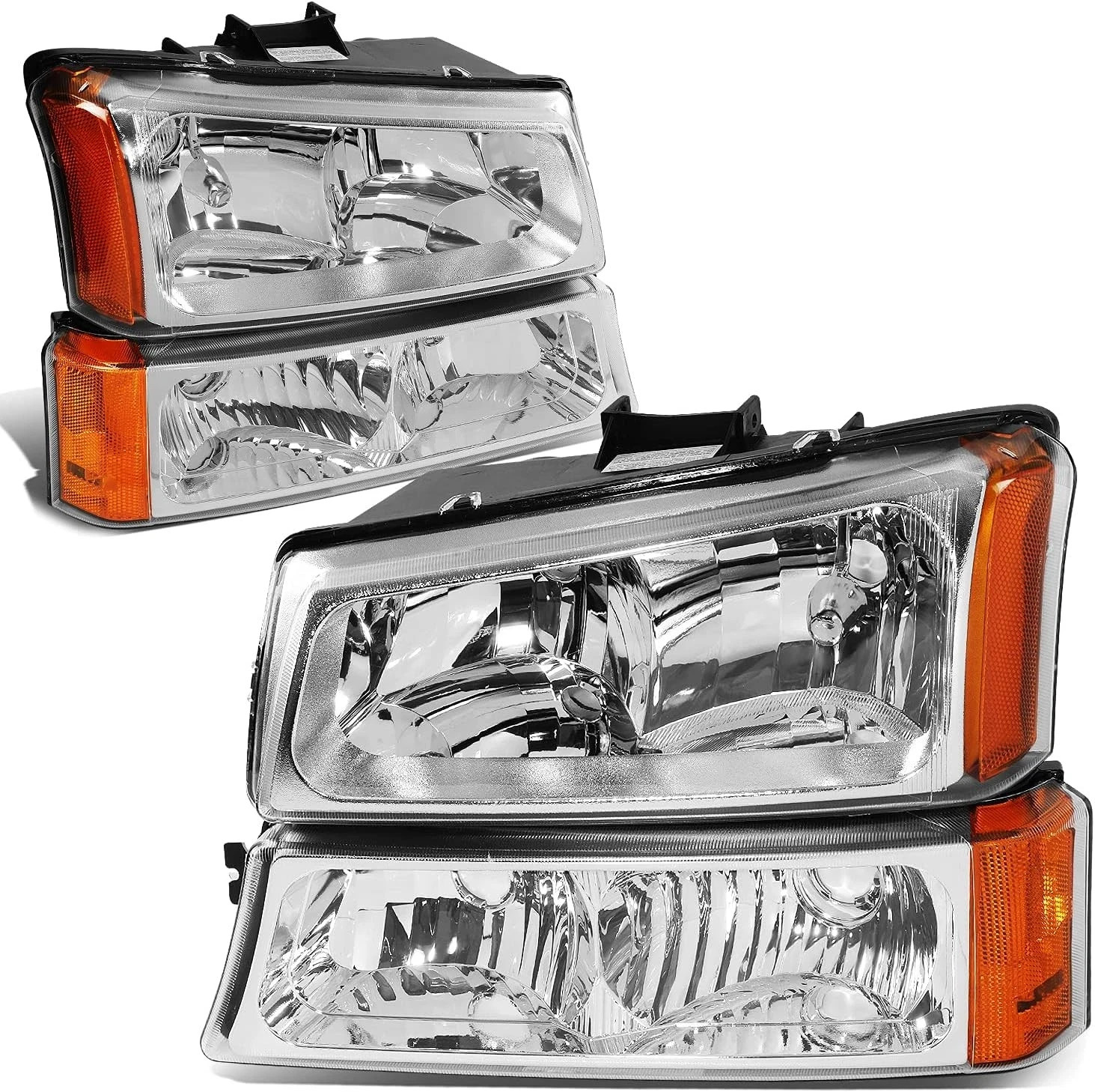 DNA MOTORING Pair Headlight Assembly Compatible with 2003-2006 Chevy Silverado