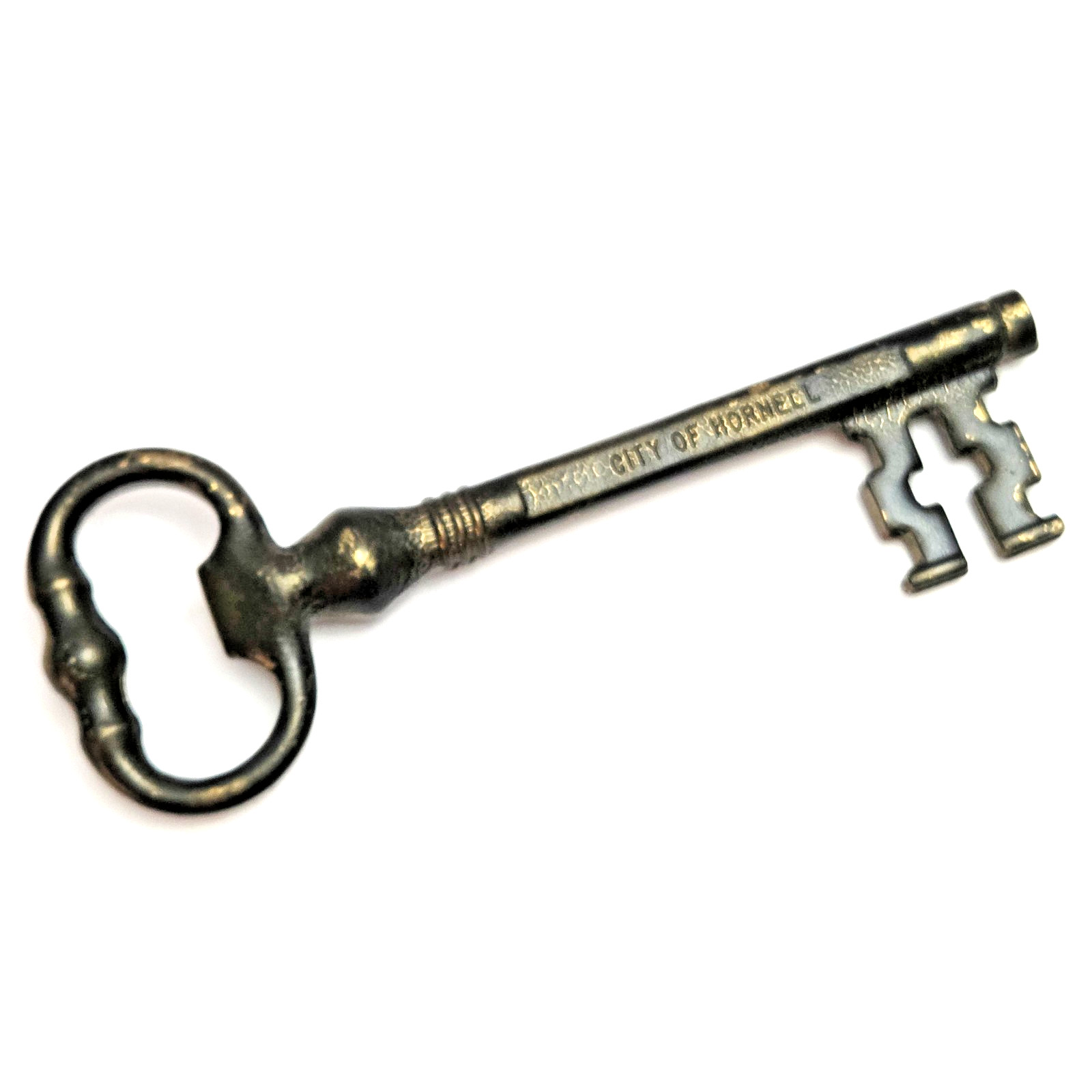 Vintage City of Hornell NY Oversized Brass Key Souvenir Advertising Skeleton Key