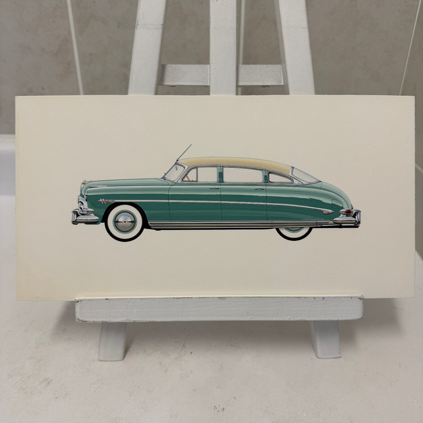 1952 Hudson Hornet Sedan Car Automobile Illustration Art Drawing Hand Drawn