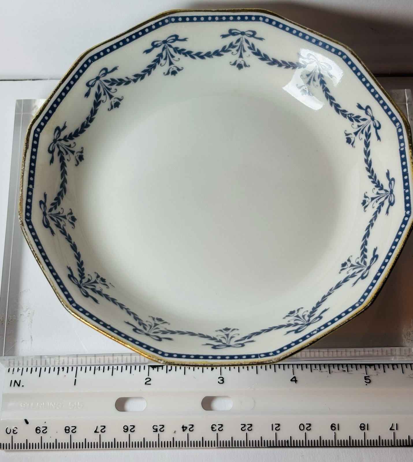 LIMOGES/EARLY/FRANCE/1881-1914/5” /12 Sided/CANDY DISH/ LS&S IMPORTERS/GOLD/ EUC