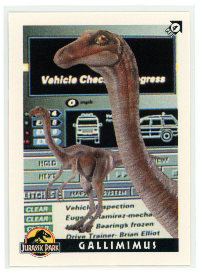 GALLIMIUS 1993 Topps Jurassic Park Sticker #4 C3