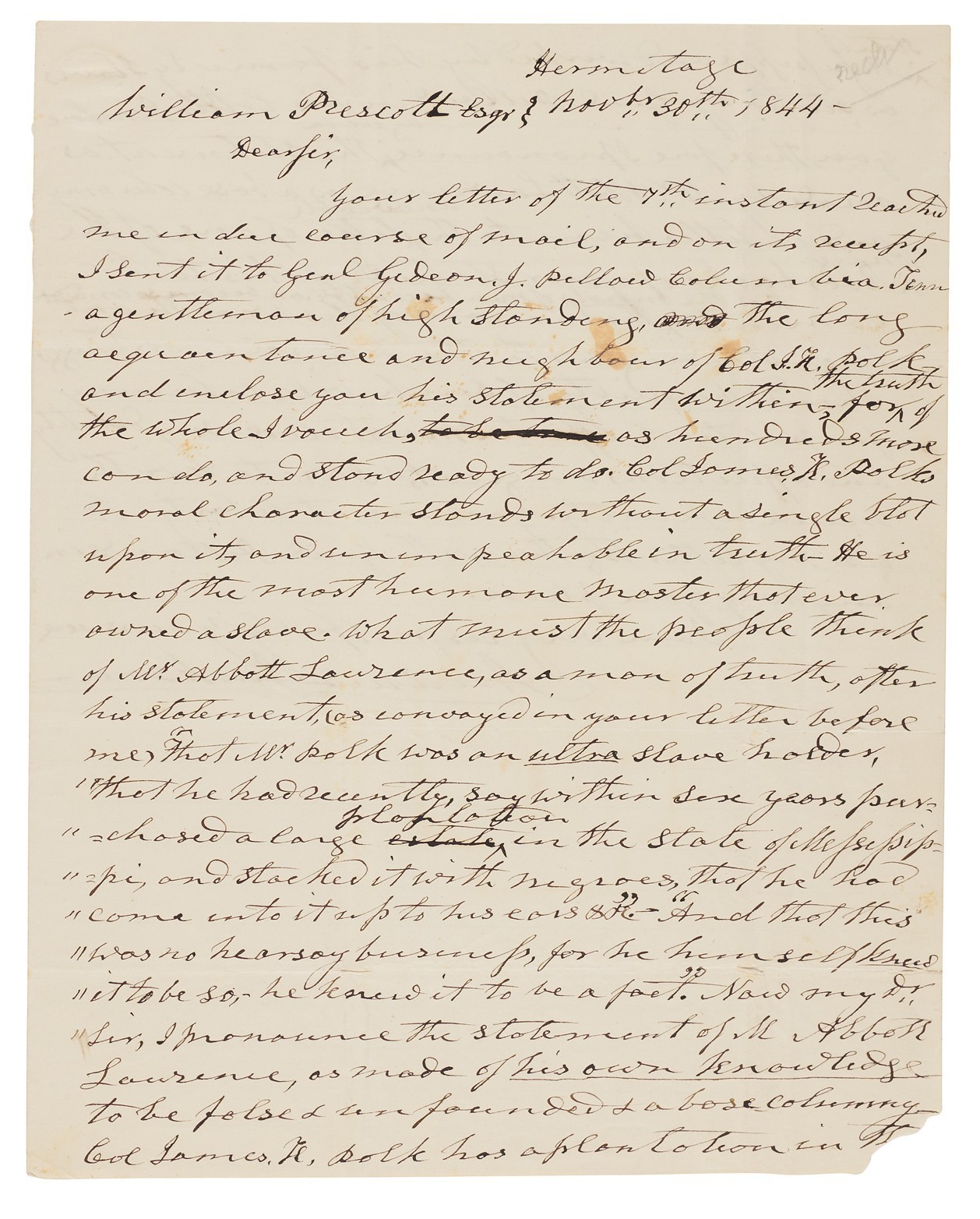 Andrew Jackson Signed Autograph Letter ALS 1844 Defends James Polk PSA Framed