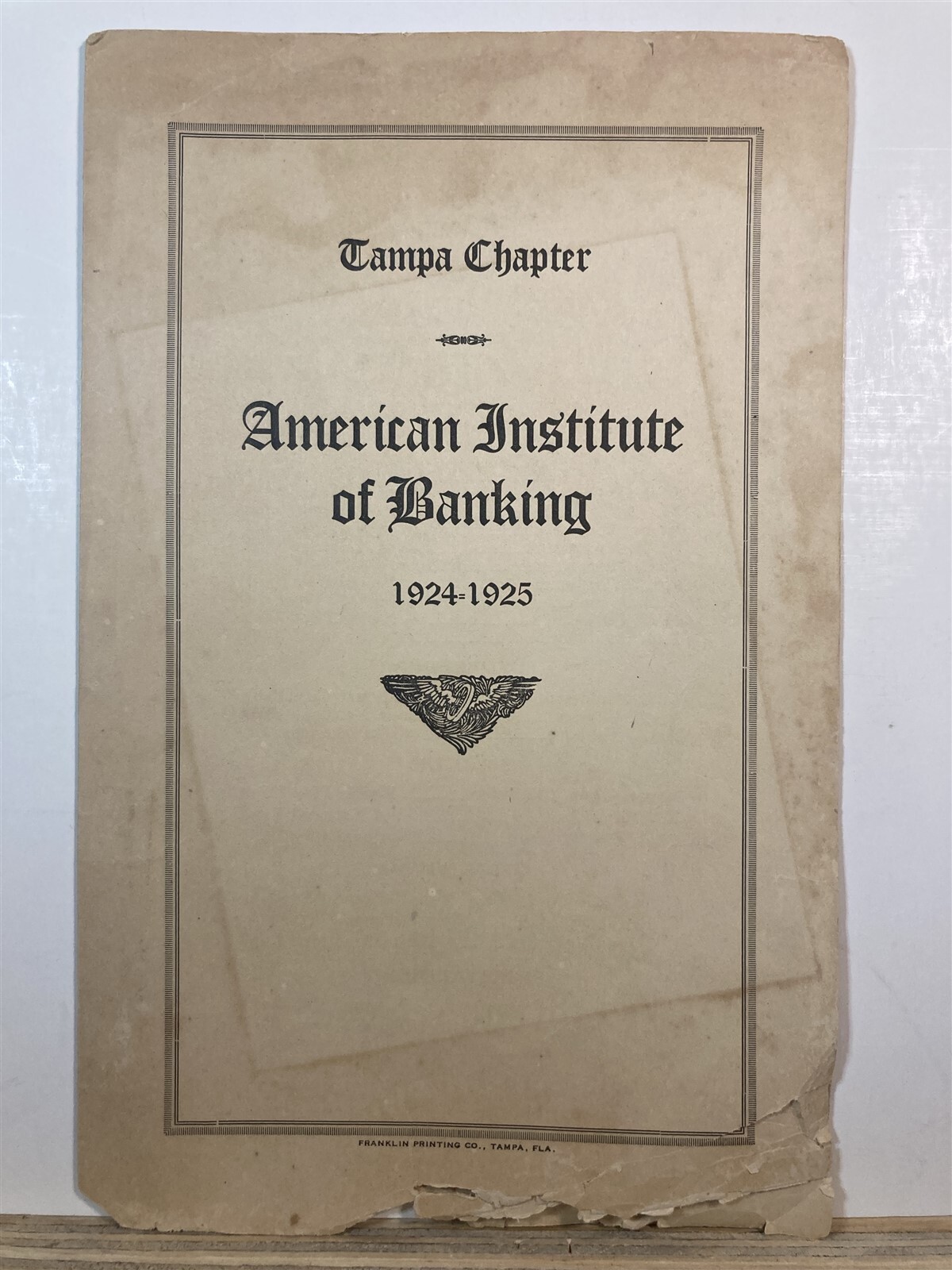 1924 1925 American Institute of Banking Tampa Chapter Program Florida Fl Vtg