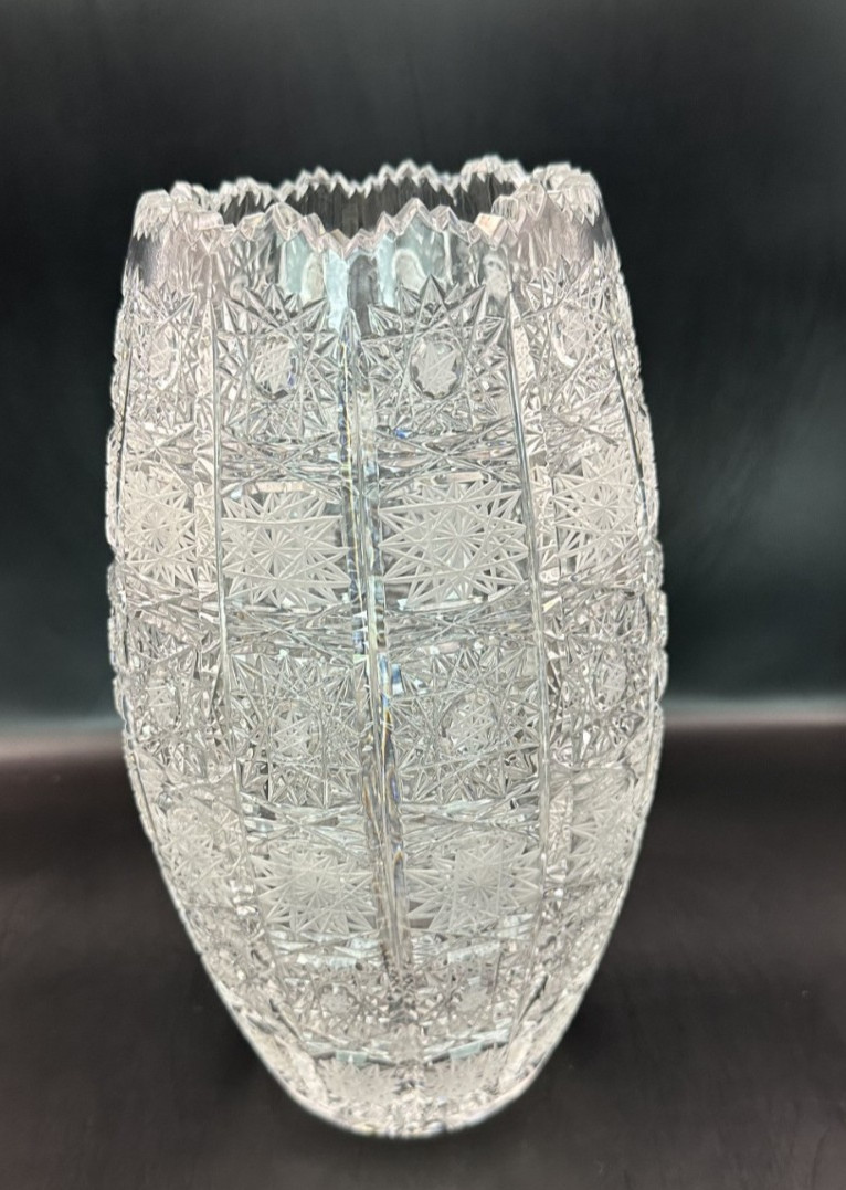 Vintage Bohemian Czech Handcut Crystal Glass Vase 