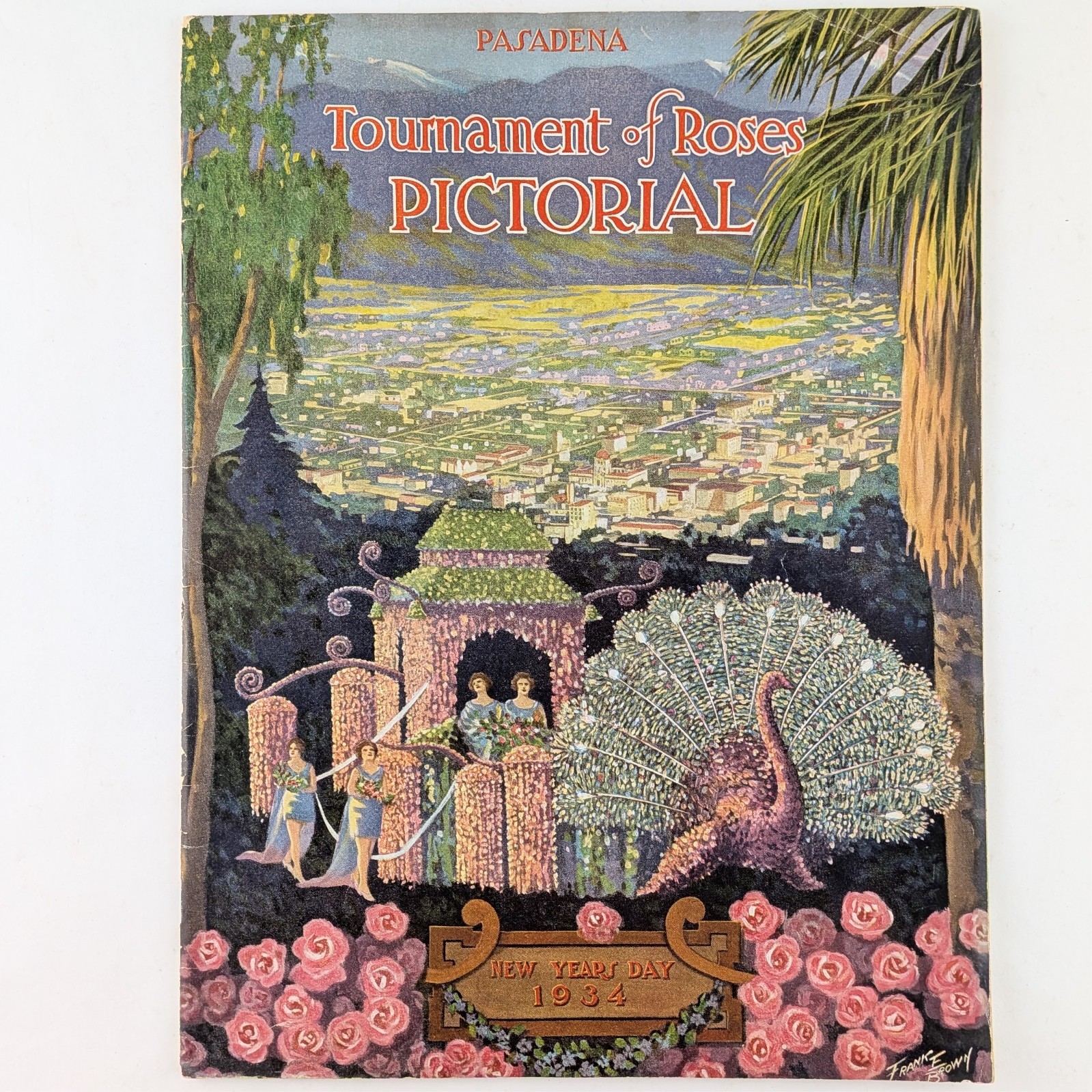 1934 Rose Parade Pictorial, Tournament of Roses Floats & Football, Pasadena CA
