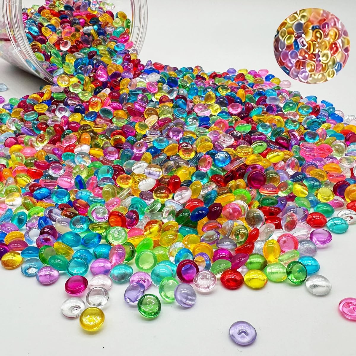 3500PCS Acrylic Small Slime Charms Beads,7mm Plastic Fishbowl Beads,Flat Vase...