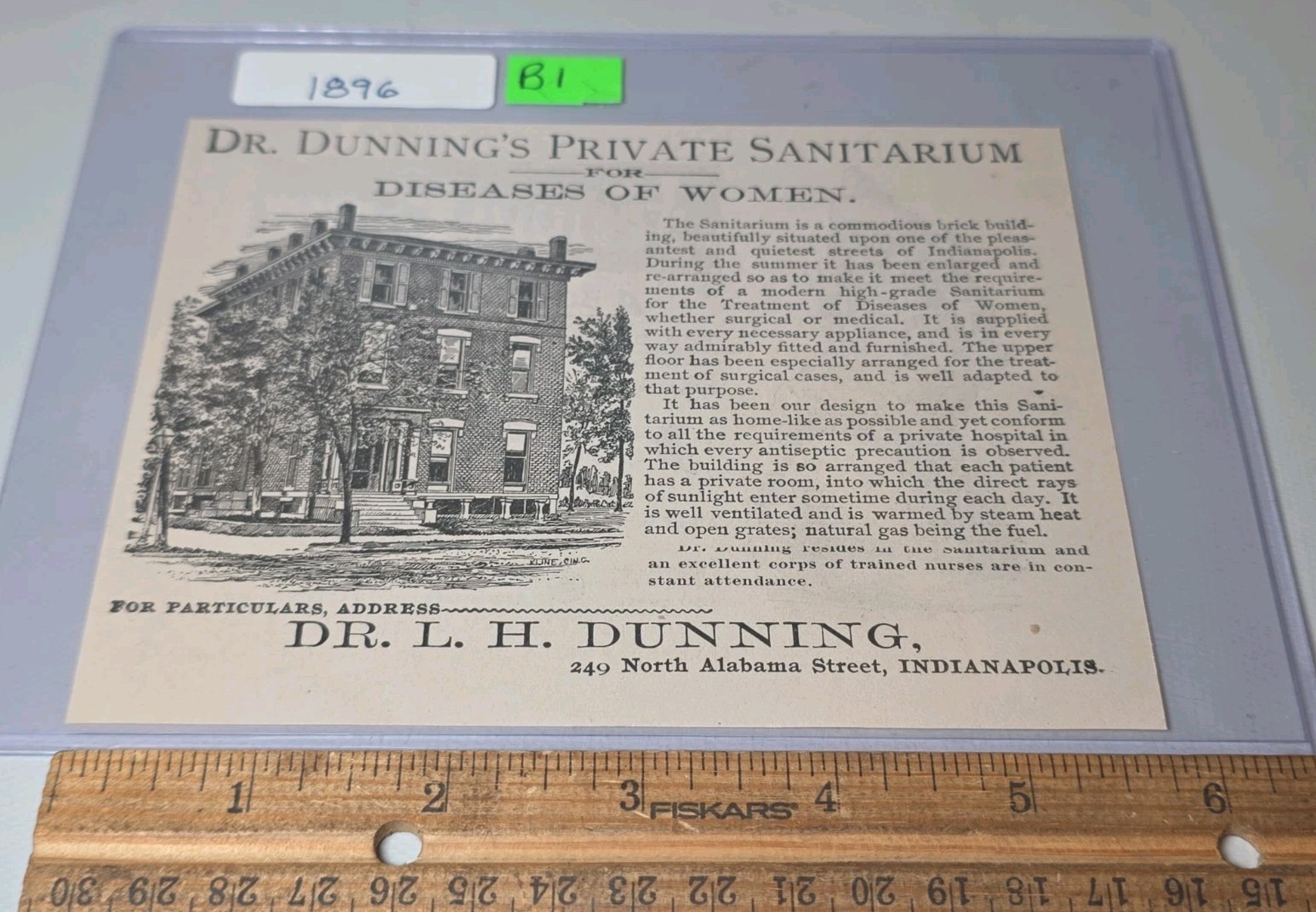 Atq 1896 Funny Bone Prank Hospital Sanitarium Indianapolis Picture Gag Fake AD
