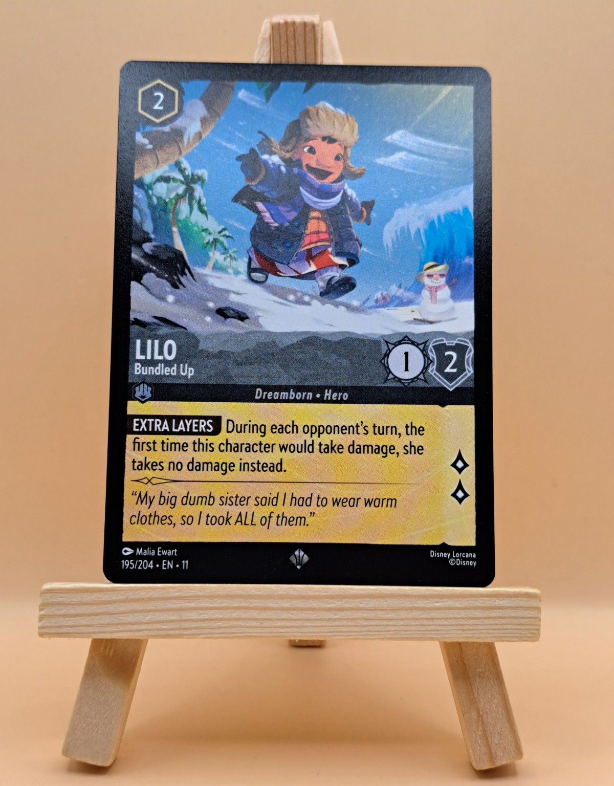 Lilo - Bundled Up 195/204 Super Rare Winterspell Disney Lorcana NM