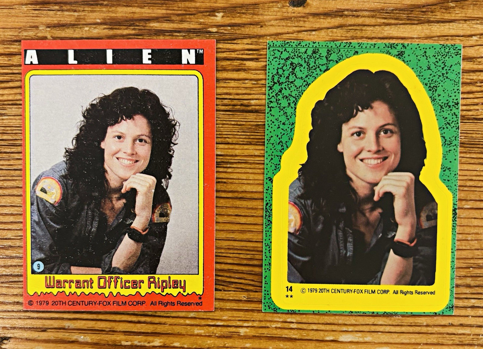 1979 Topps Alien Ripley Rookie Year Pair #9 Card + #14 Sticker Sigourney Weaver