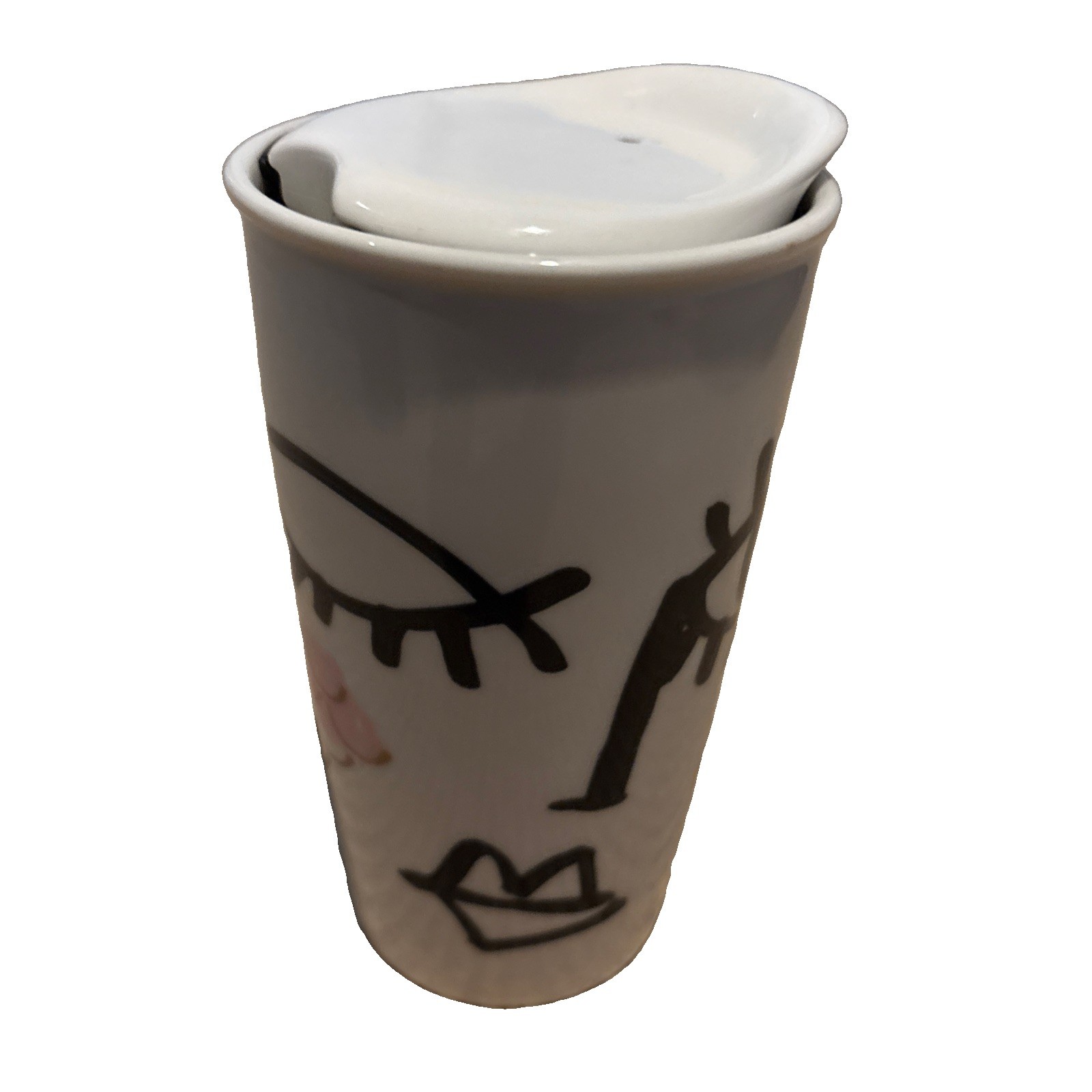 Starbucks 2014 Winking Eye Siren Face Ceramic Coffee Mug Travel Tumbler 12 oz
