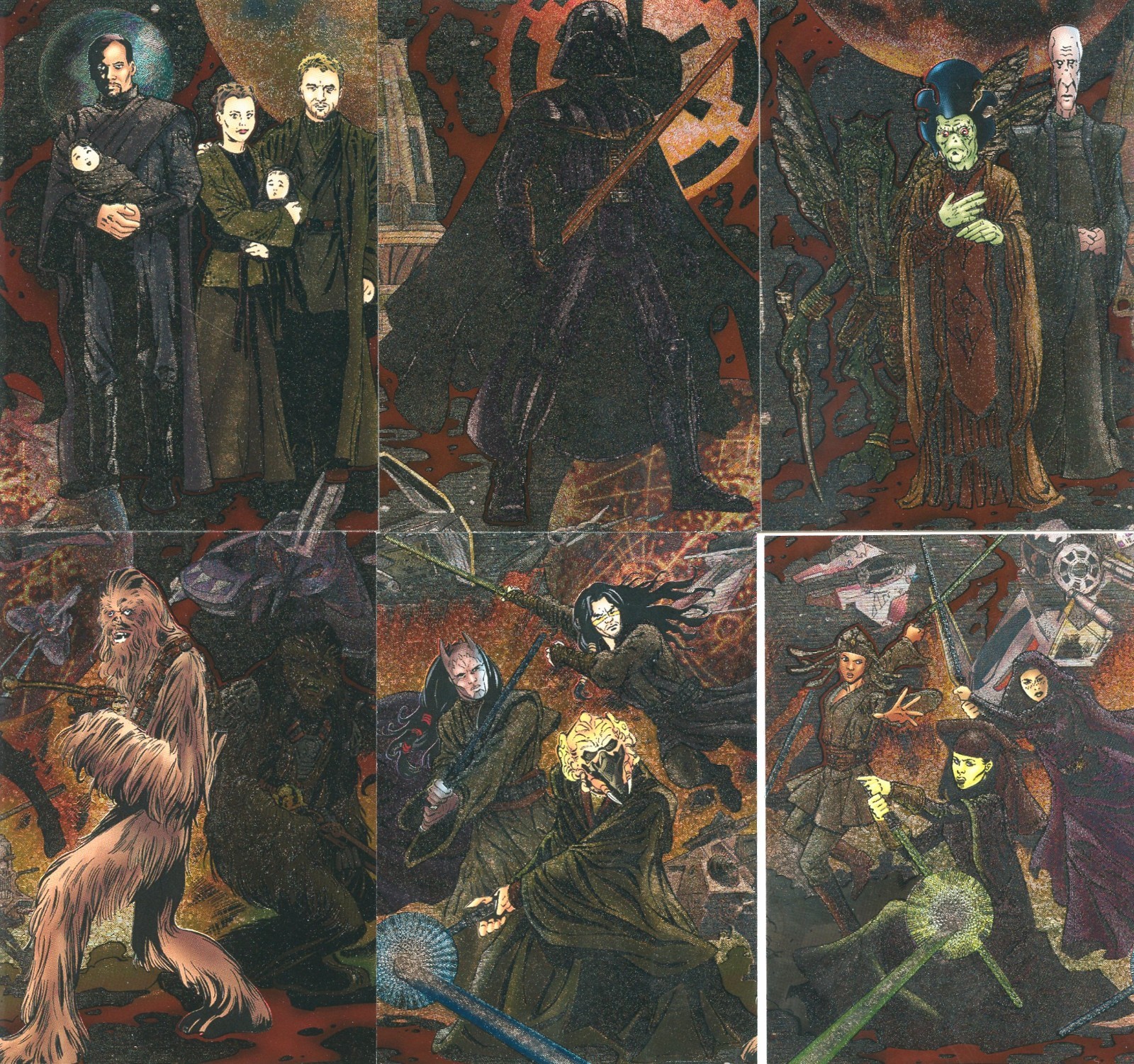 2005 Star Wars Revenge of the Sith Etched Foil Panoramic Chase Card Set by Topps
