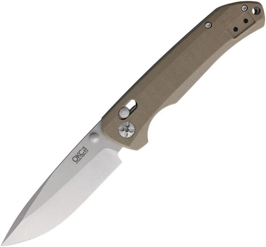 Ontario Corporal Crossbar lock Folding Pocket Knife G10 Handle Tan Drop Point