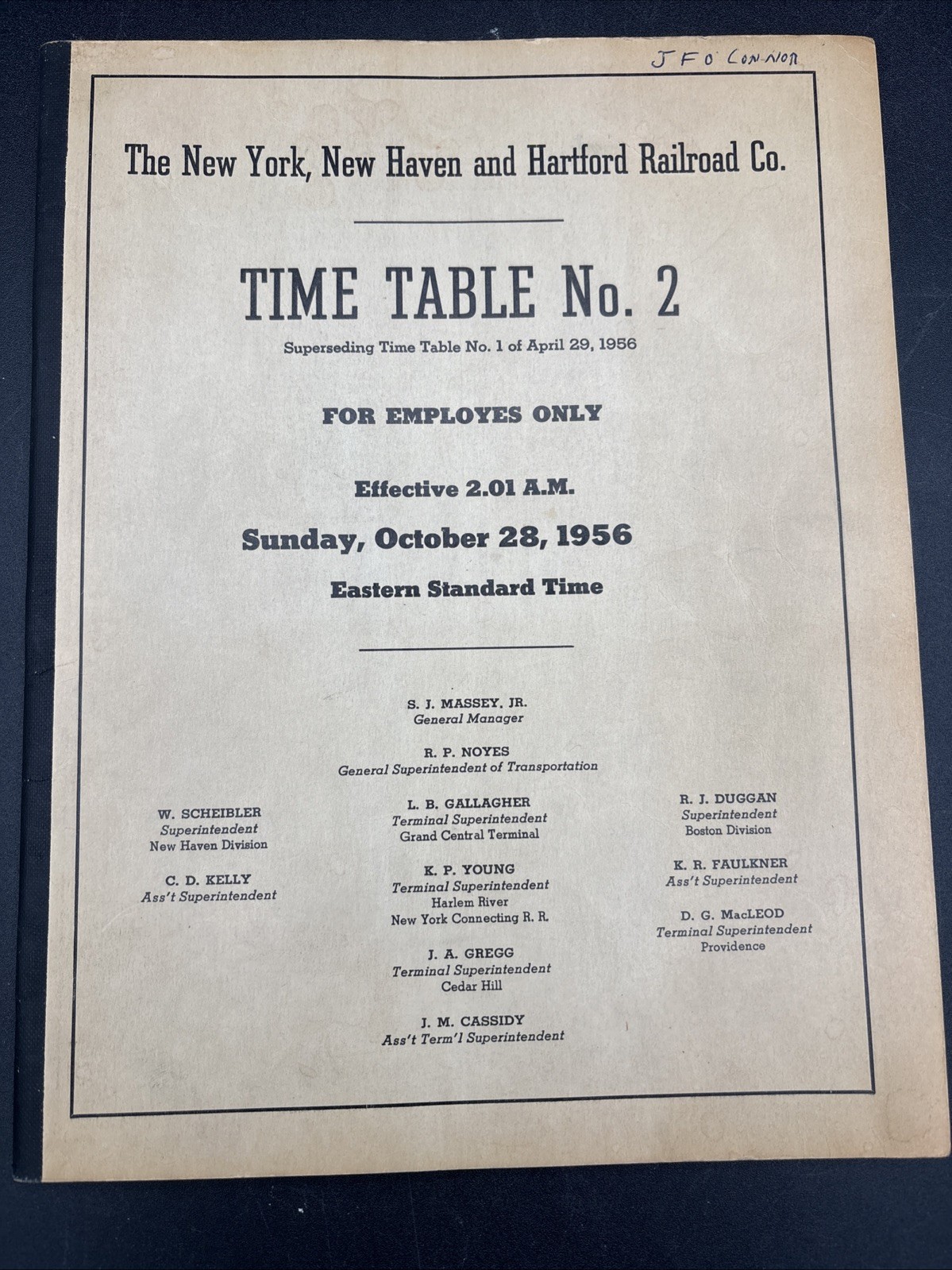 1956 New York New Haven Hartford Railway Employee Time Table #2 Trains