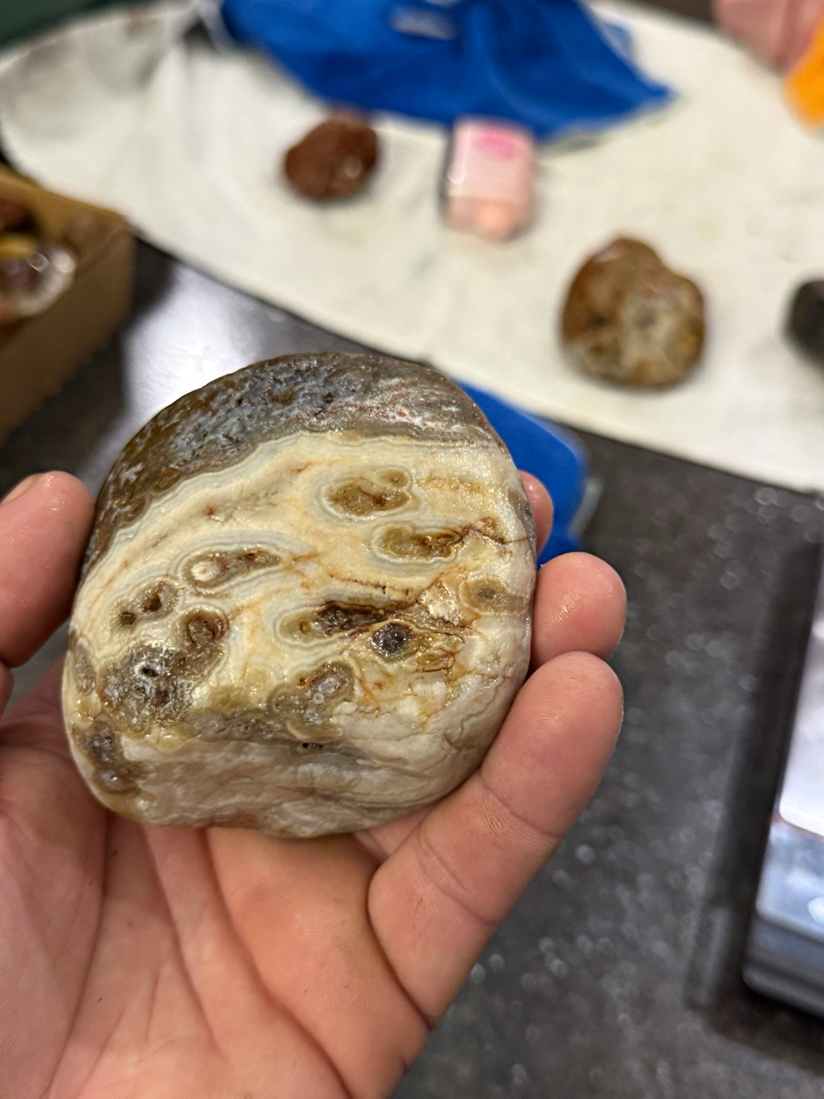Lake Superior agate 1 lb 3 oz water washed