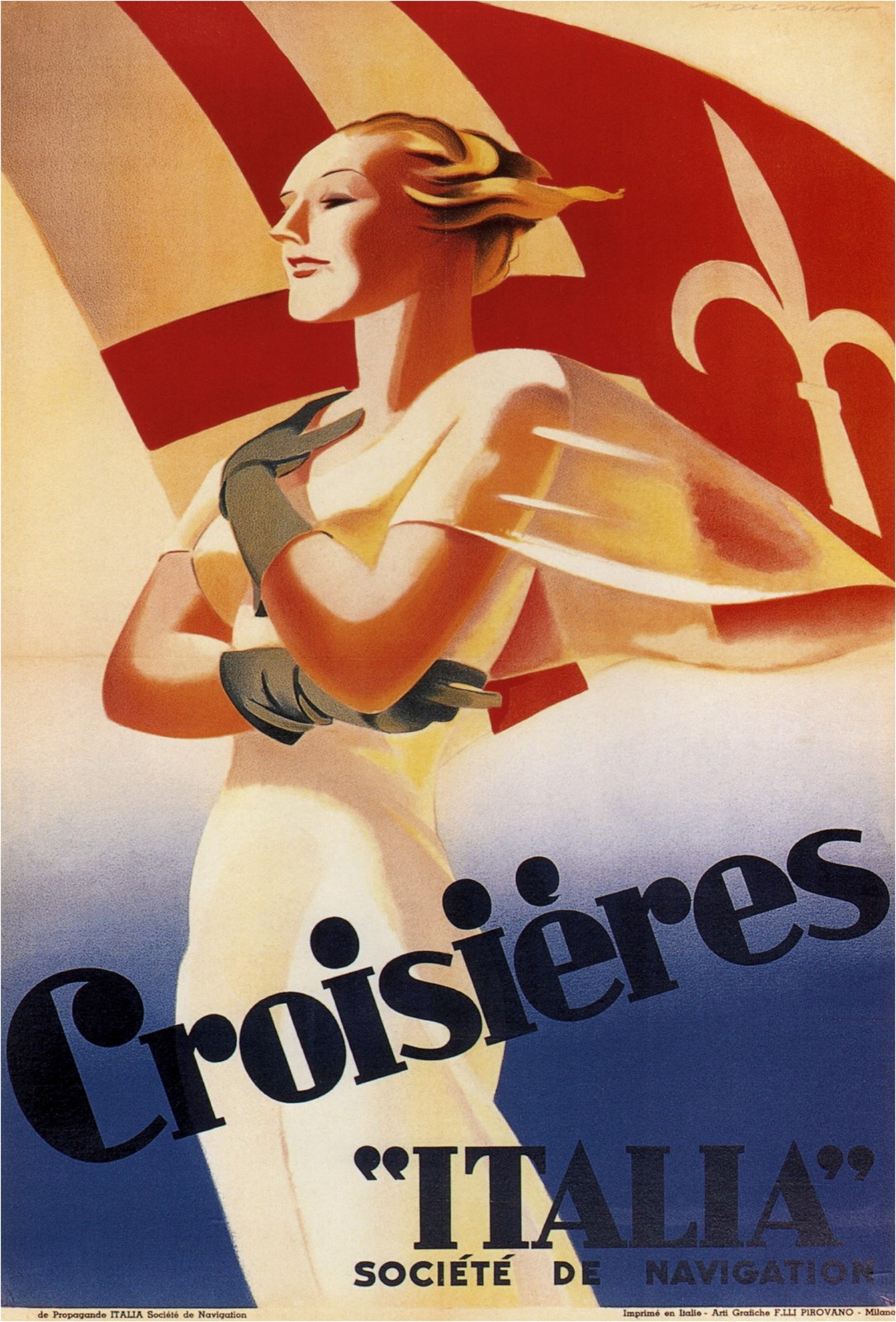 🌟 Vintage c1920s 'Croisières Italia' Art Deco Poster - 24x32” Print 🌟