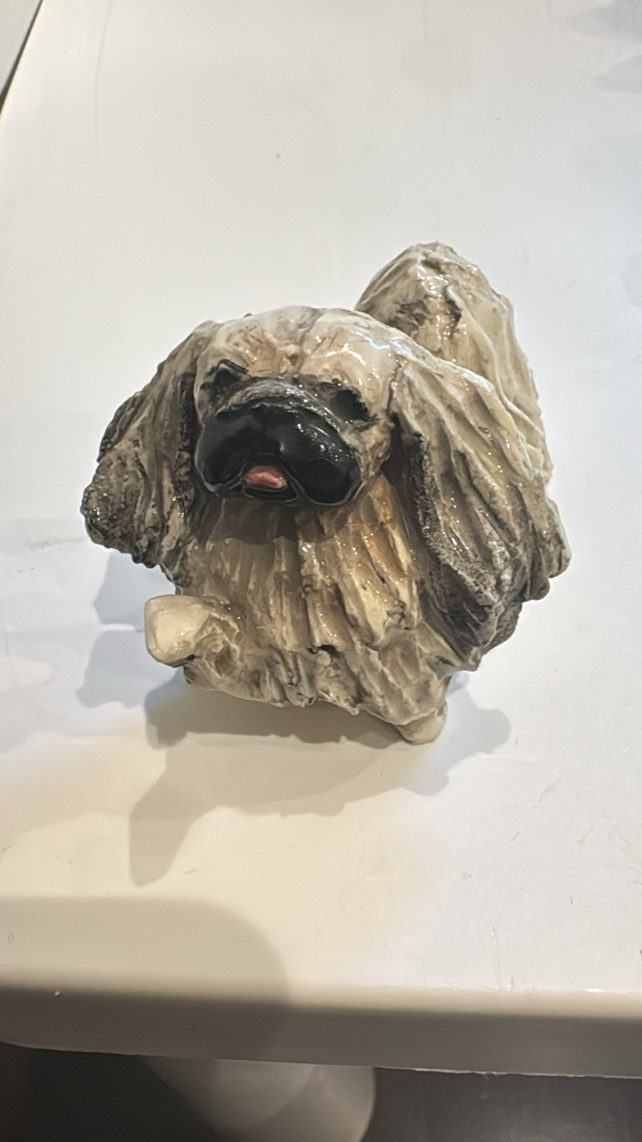 Pekingese Dog Figurine Glazed Ceramic Hand Signed Jane Howland Numbered 2214