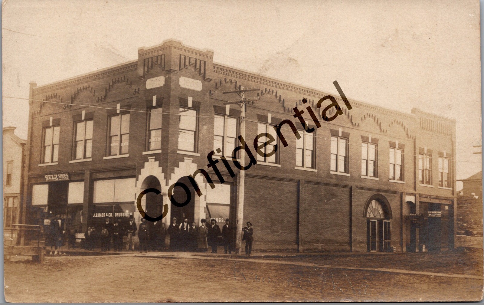Real Photo J.B. Bass & Co. Druggist Store At Ramona Oklahoma OK RPPC M392