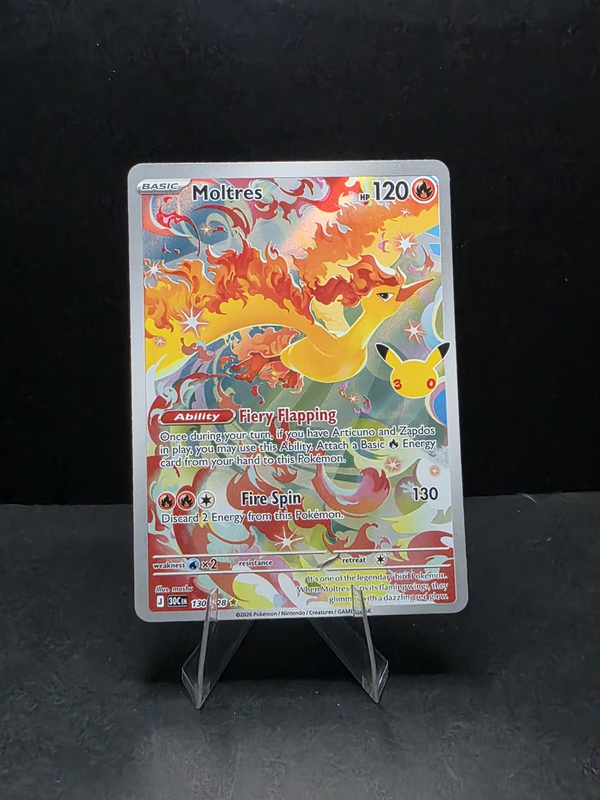 Moltres 130/128 : Illustration Rare - Pokemon 30th Celebration (30C) / NM