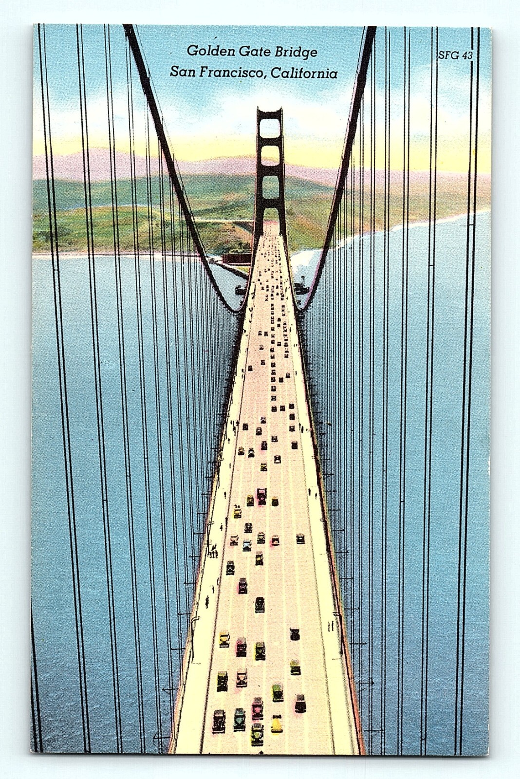 Golden Gate Bridge San Francisco California Aerial Birds Eye View Postcard E1