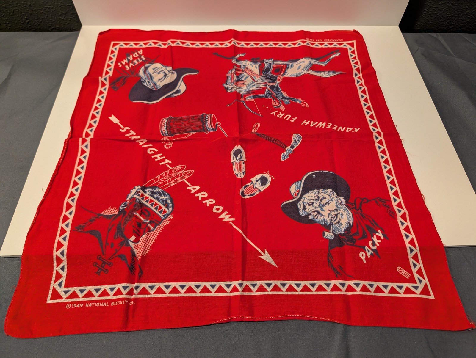 Vintage 1949 Straight Arrow Bandana Premium - National Biscuit Co. Handkerchief