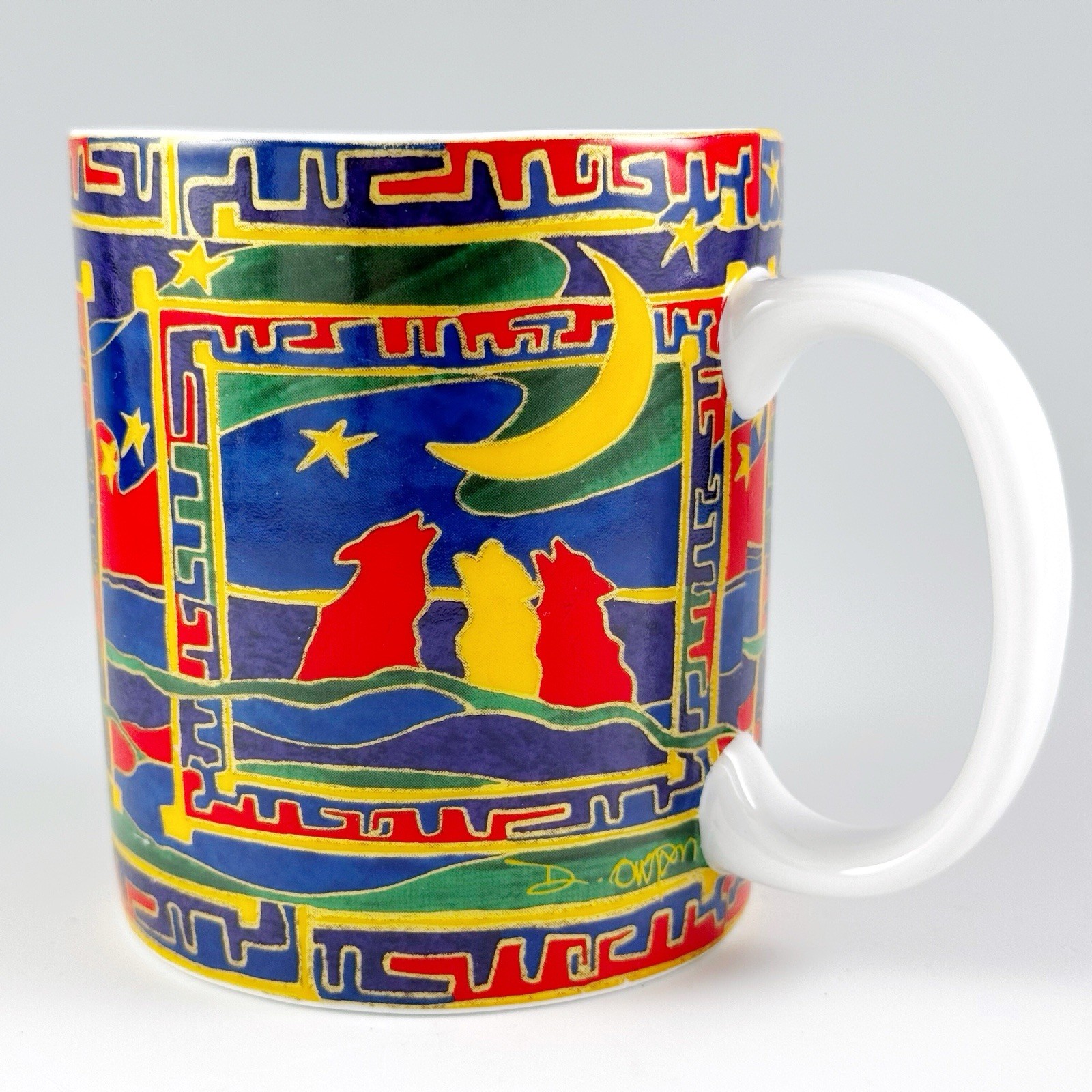 Skye McGhie Fine Porcelain Wolf Mug Coffee Cup Dawn Owman Yellowknife Canada Vtg