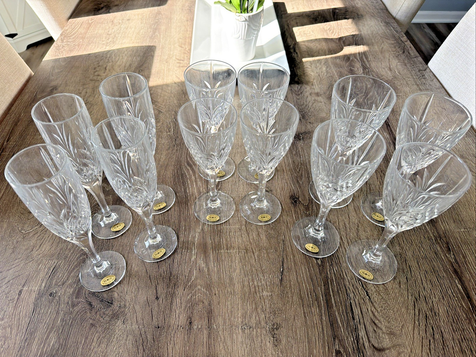 BLOCK Aura Lead Crystal Wine Glasses • 12‑Pc Hand‑Blown Poland Stemware